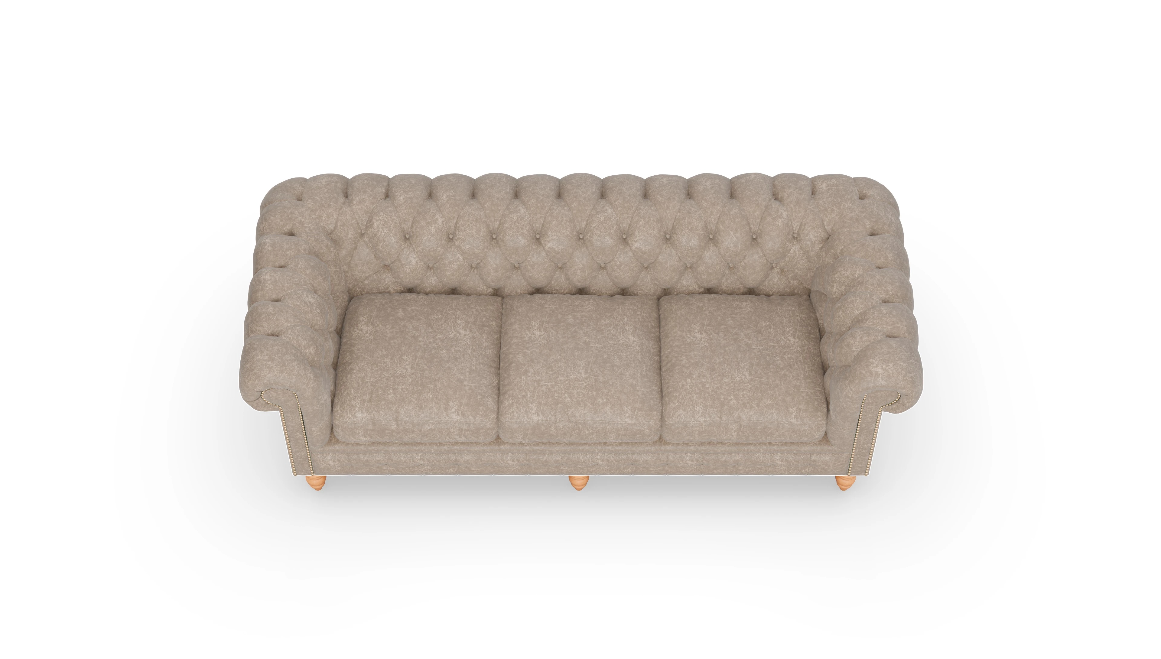 Chesterfield Sofa Bennet Ansicht des Produktes Bennet 3,5-Sitzer in Leder beige