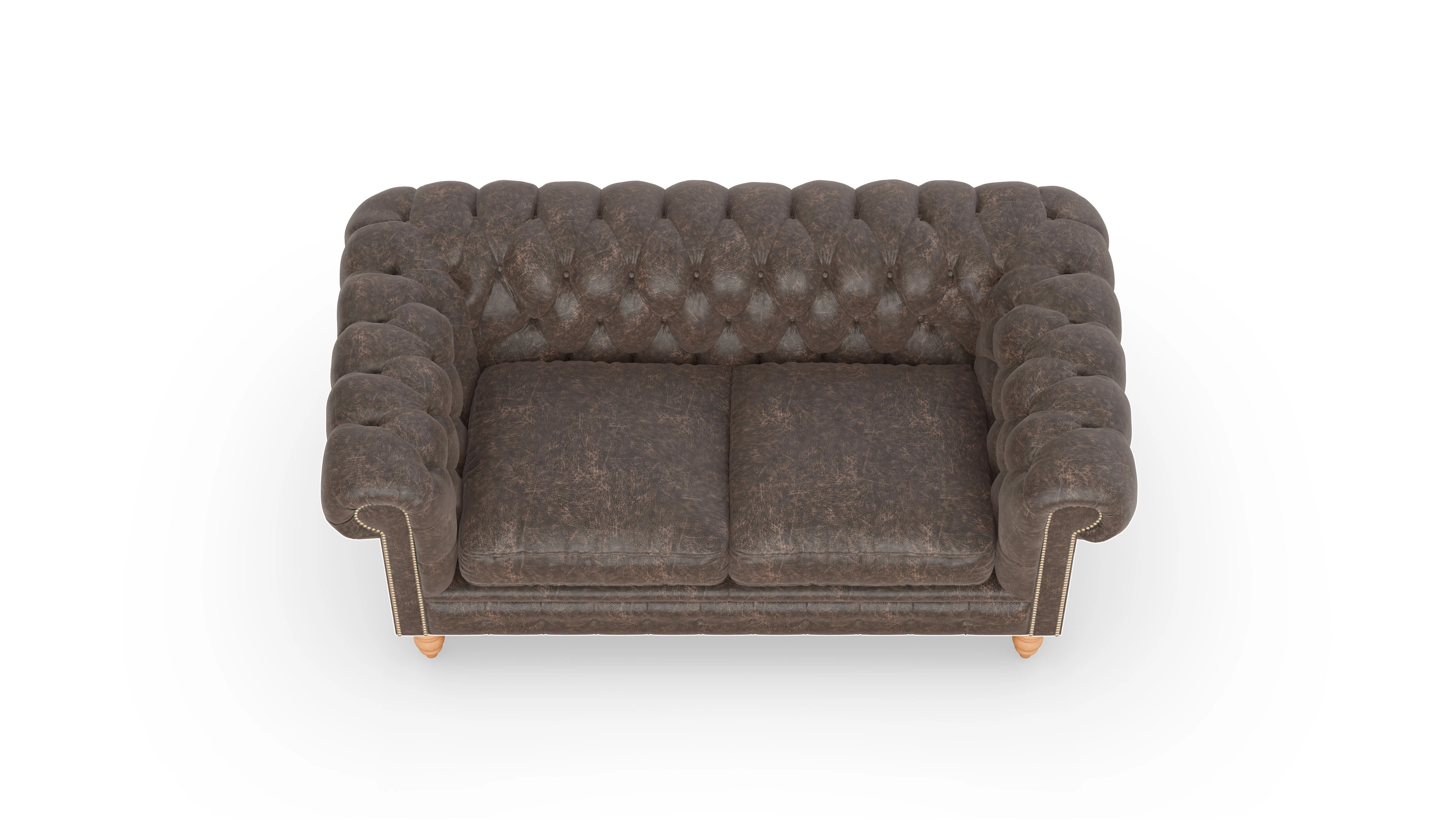 Chesterfield Sofa Bennet Ansicht des Produktes Bennet 2,5-Sitzer in Leder braun