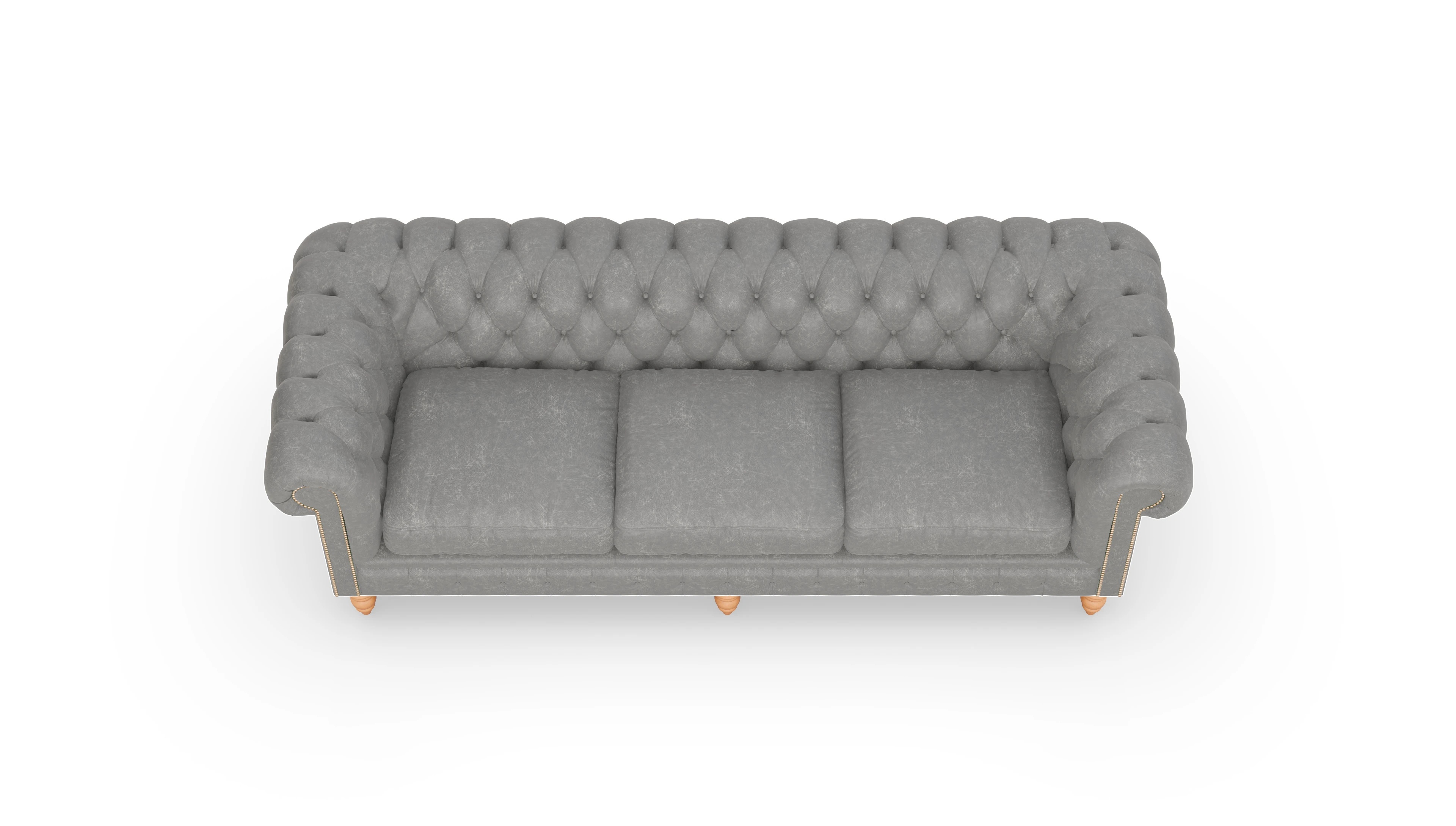 Chesterfield Sofa Bennet Ansicht des Produktes Bennet 4-Sitzer in Leder grau