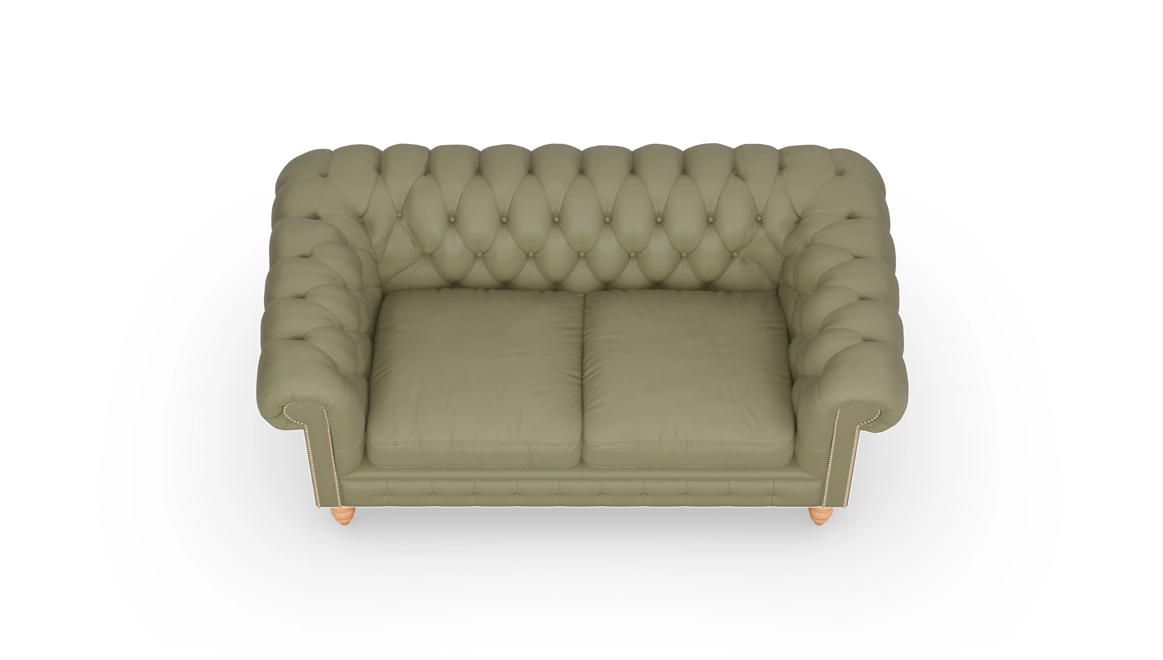 Chesterfield Sofa Bennet Ansicht des Produktes Bennet 2,5-Sitzer in Leder grün