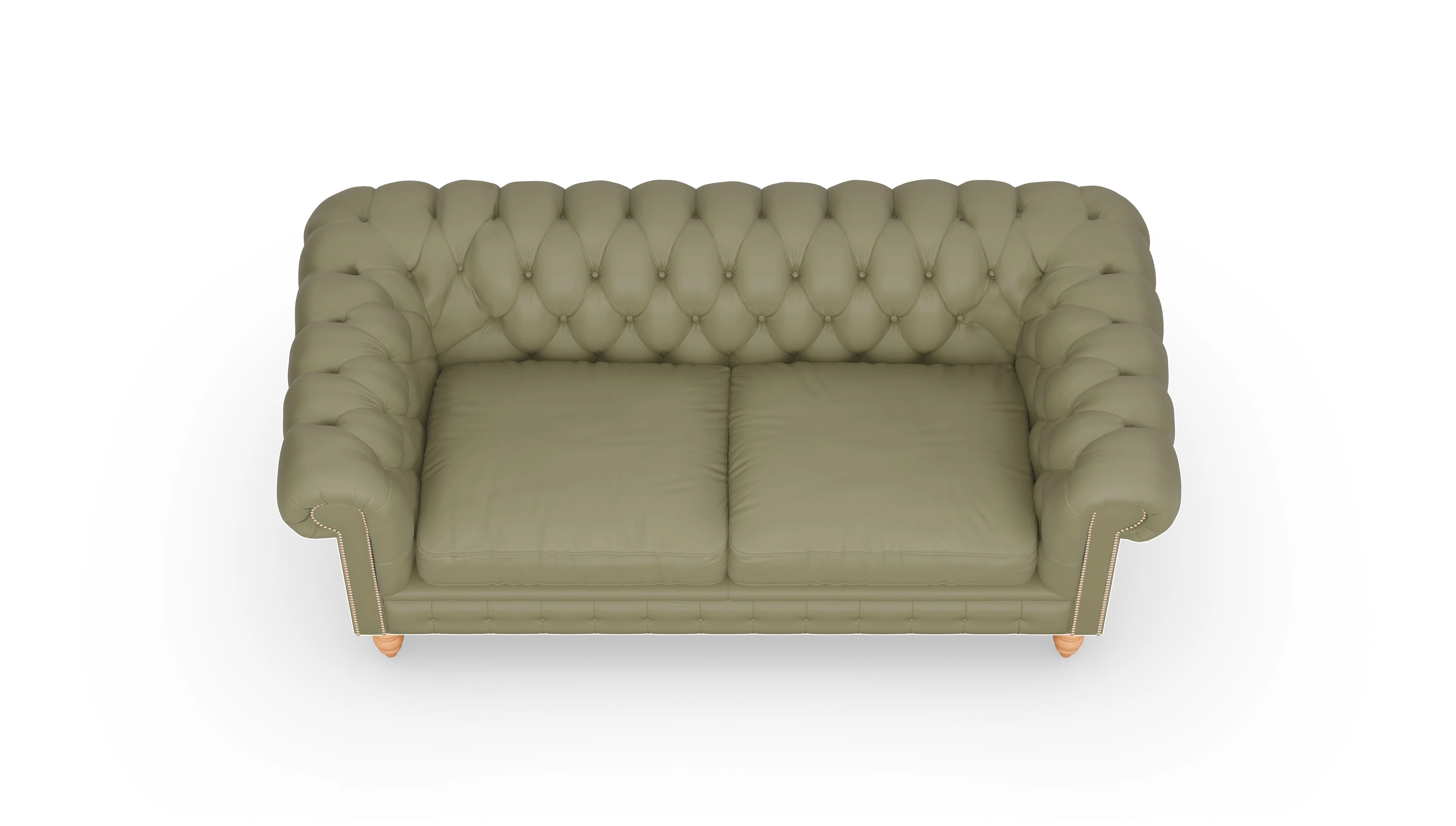 Chesterfield Sofa Bennet Ansicht des Produktes Bennet 3-Sitzer in Leder grün
