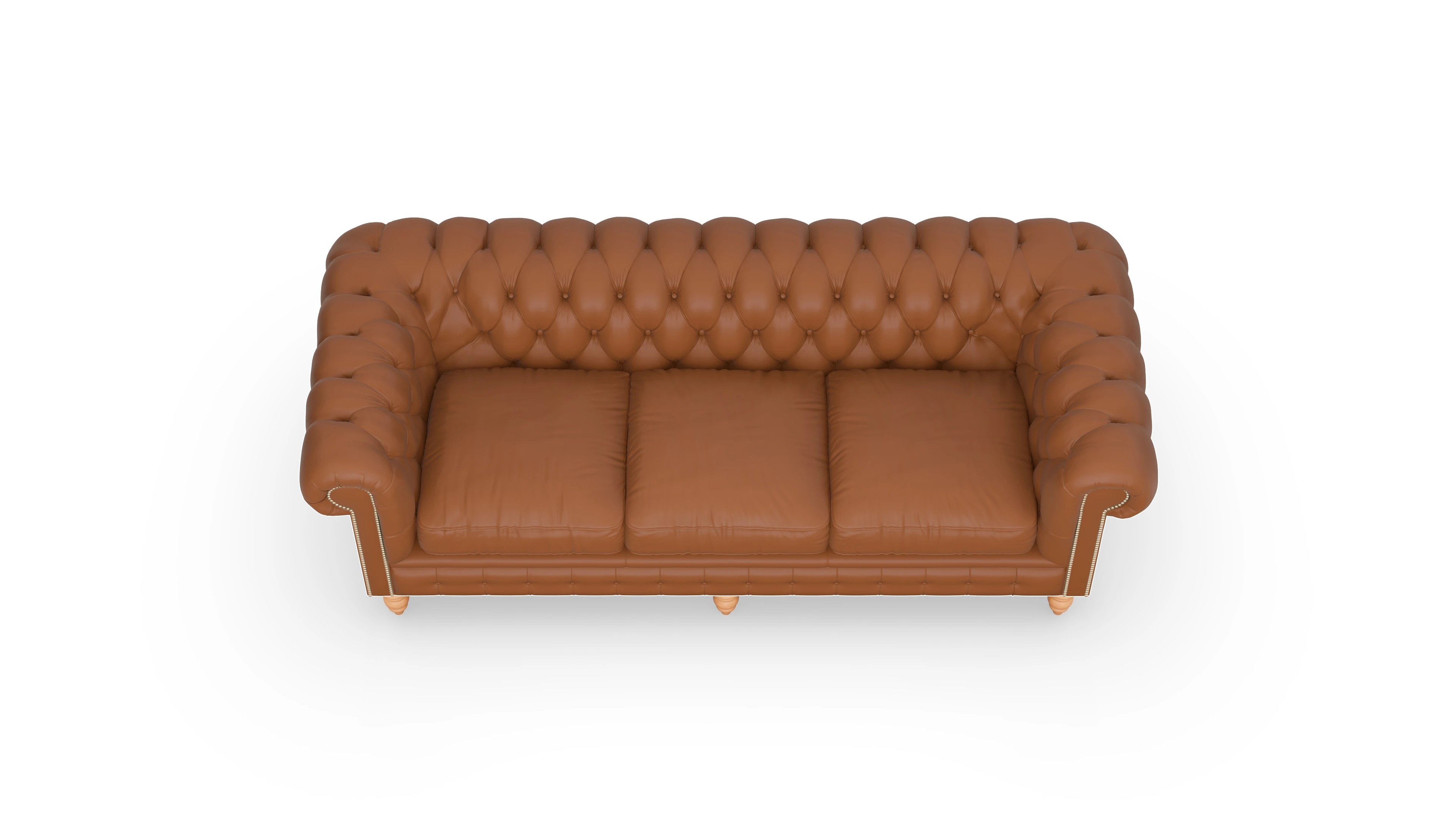 Chesterfield Sofa Bennet Ansicht des Produktes Bennet 3,5-Sitzer in Leder braun