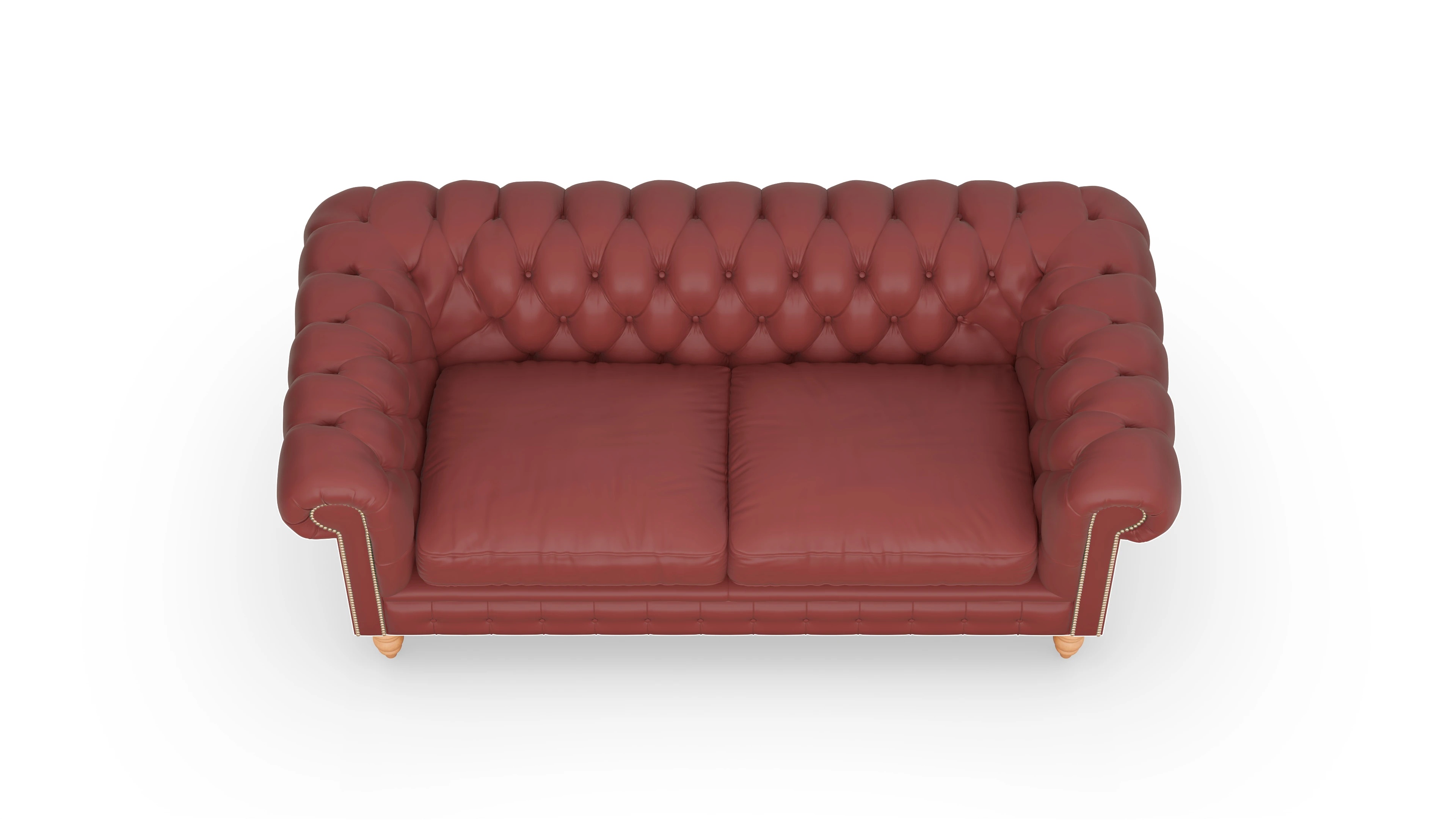 Chesterfield Sofa Bennet Ansicht des Produktes Bennet 3-Sitzer in Leder rot