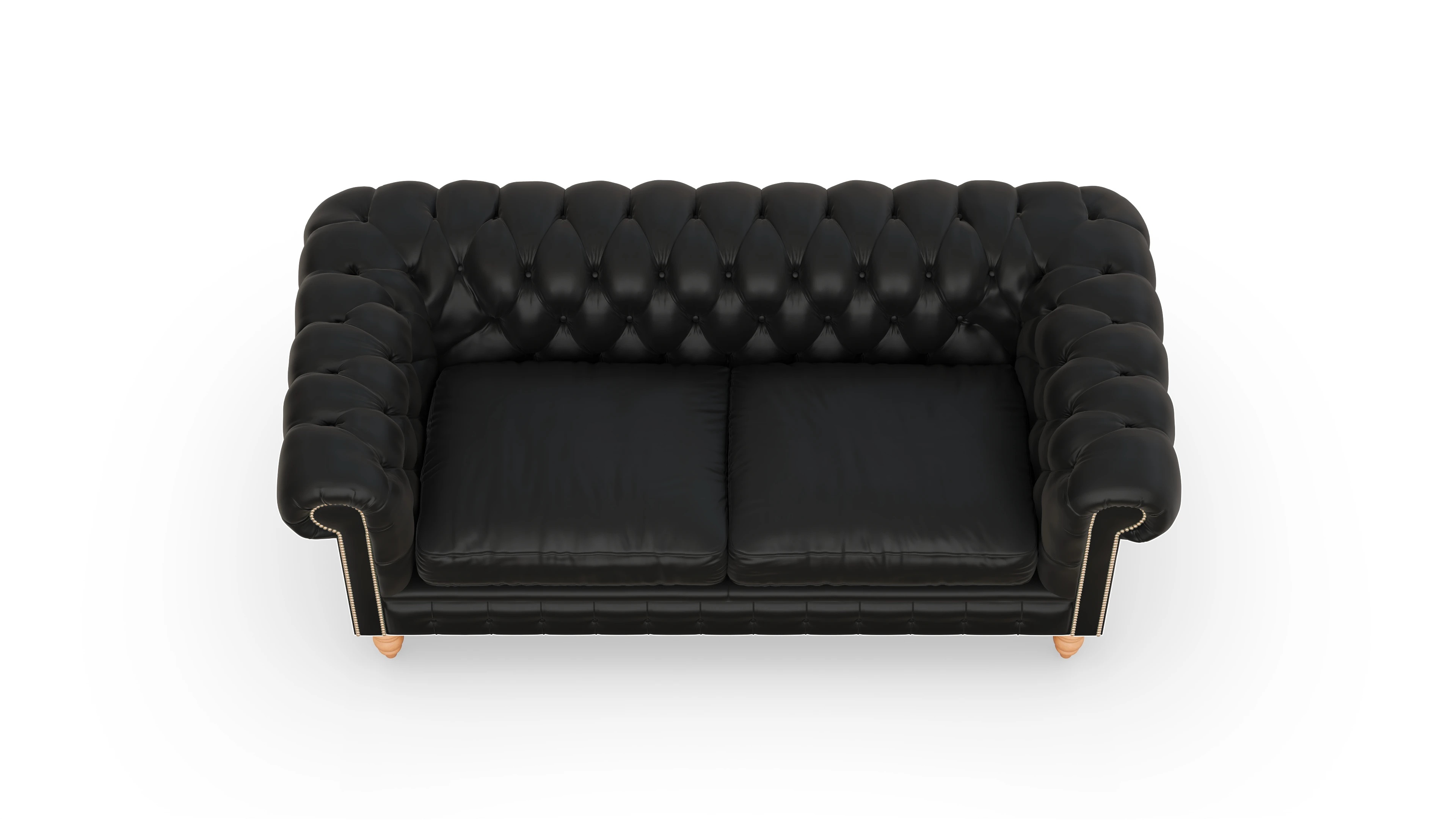 Chesterfield Sofa Bennet Ansicht des Produktes Bennet 3-Sitzer in Leder schwarz
