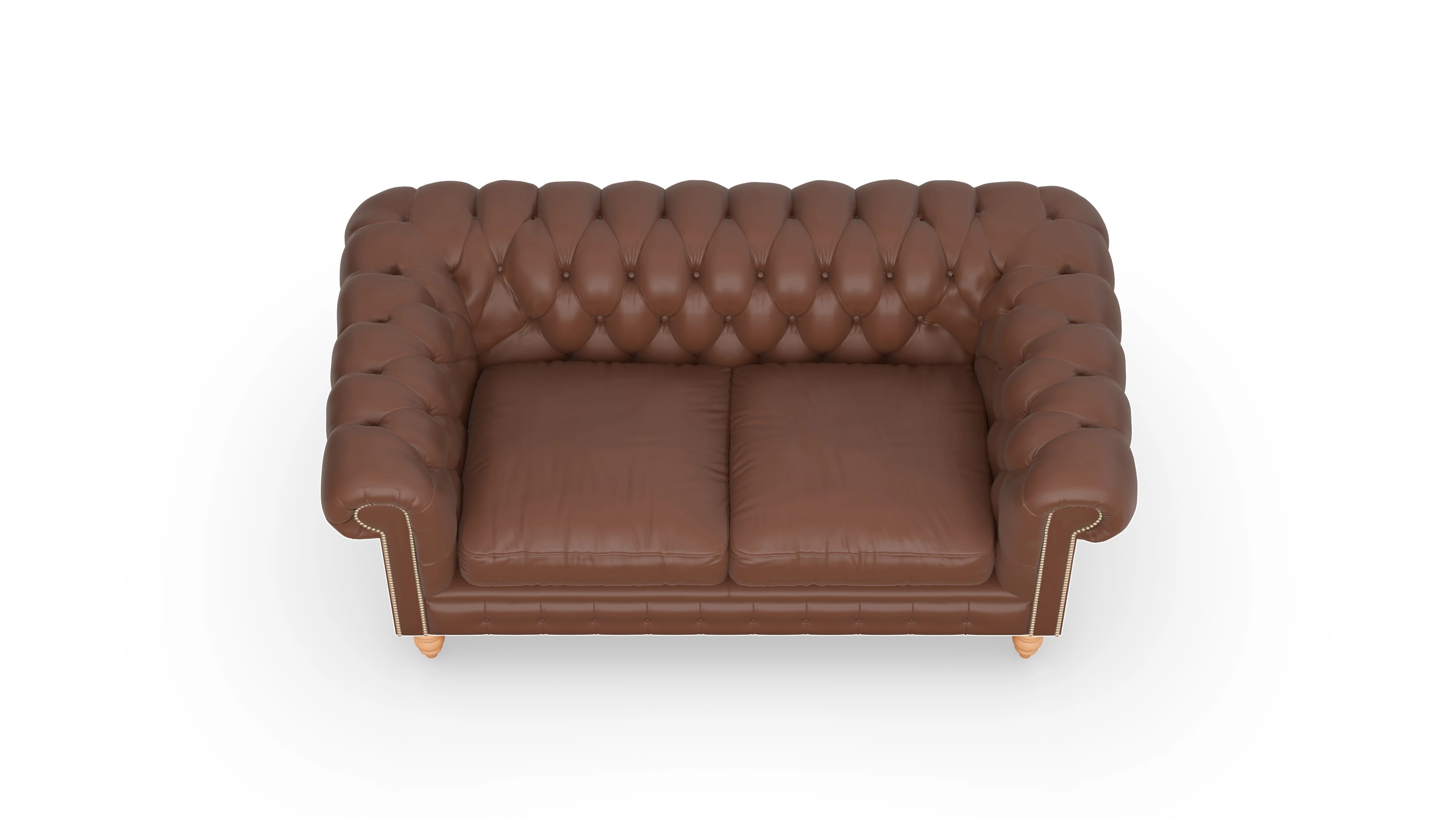 Chesterfield Sofa Bennet Ansicht des Produktes Bennet 2,5-Sitzer in Leder braun
