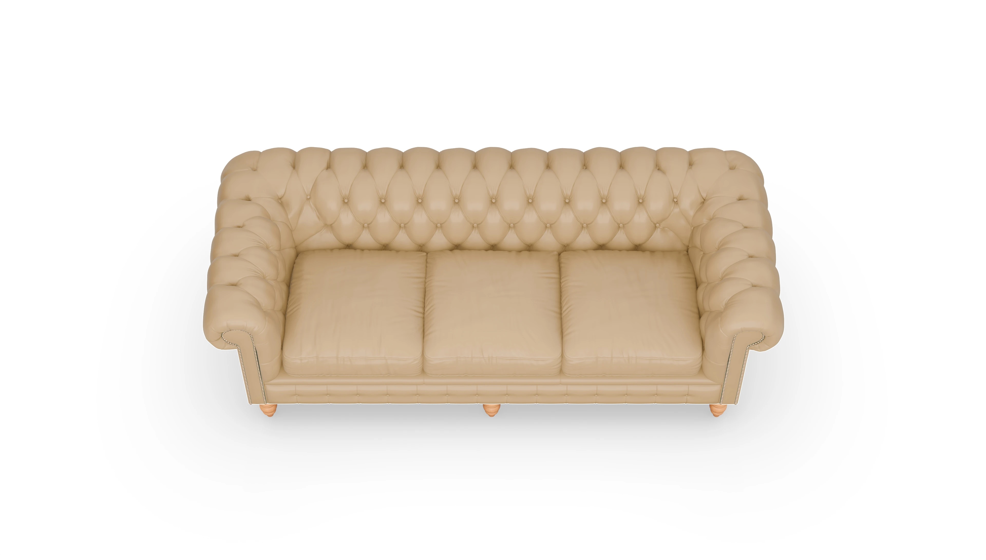 Chesterfield Sofa Bennet Ansicht des Produktes Bennet 3,5-Sitzer in Leder beige