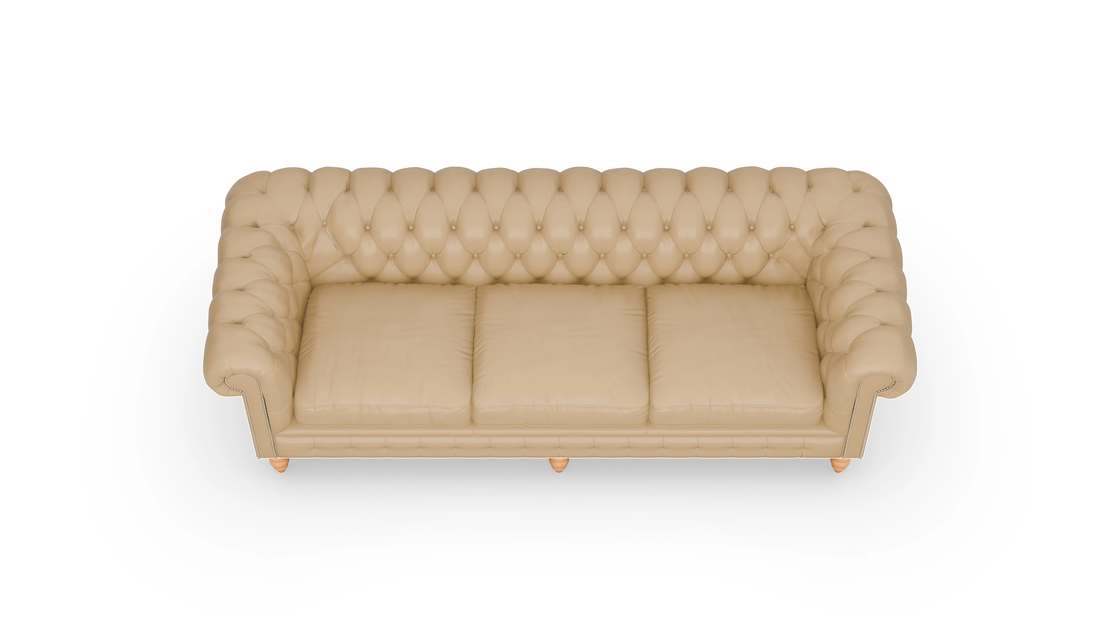 Chesterfield Sofa Bennet Ansicht des Produktes Bennet 4-Sitzer in Leder beige