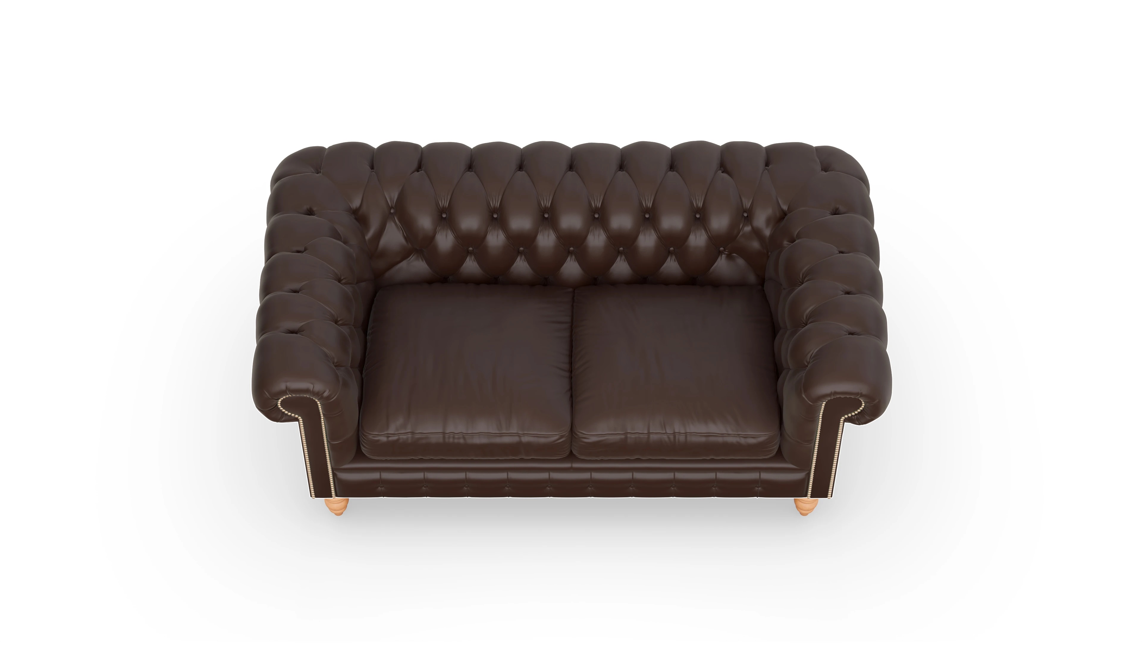 Chesterfield Sofa Bennet Ansicht des Produktes Bennet 2,5-Sitzer in Leder braun