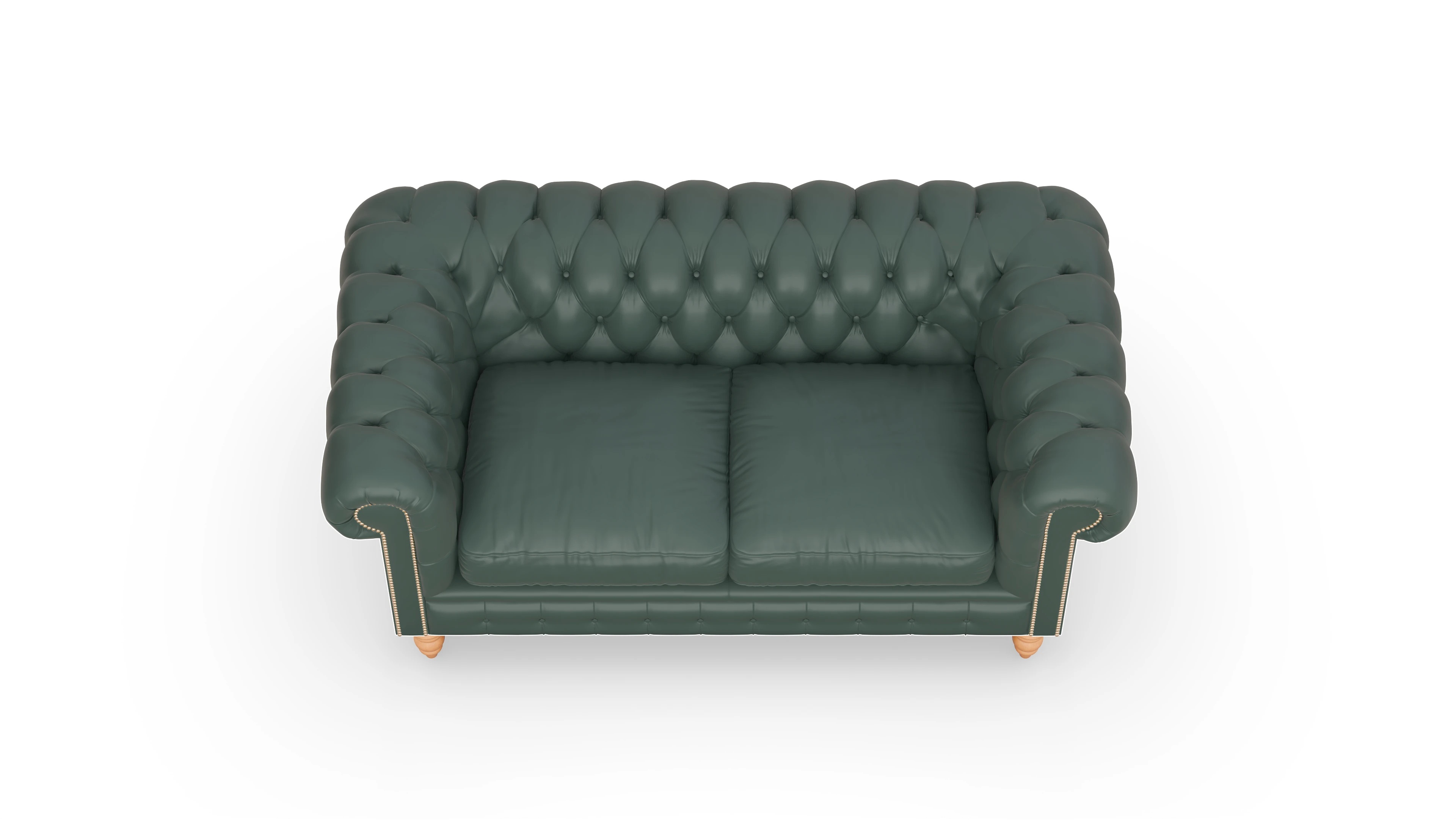 Chesterfield Sofa Bennet Ansicht des Produktes Bennet 2,5-Sitzer in Leder grün