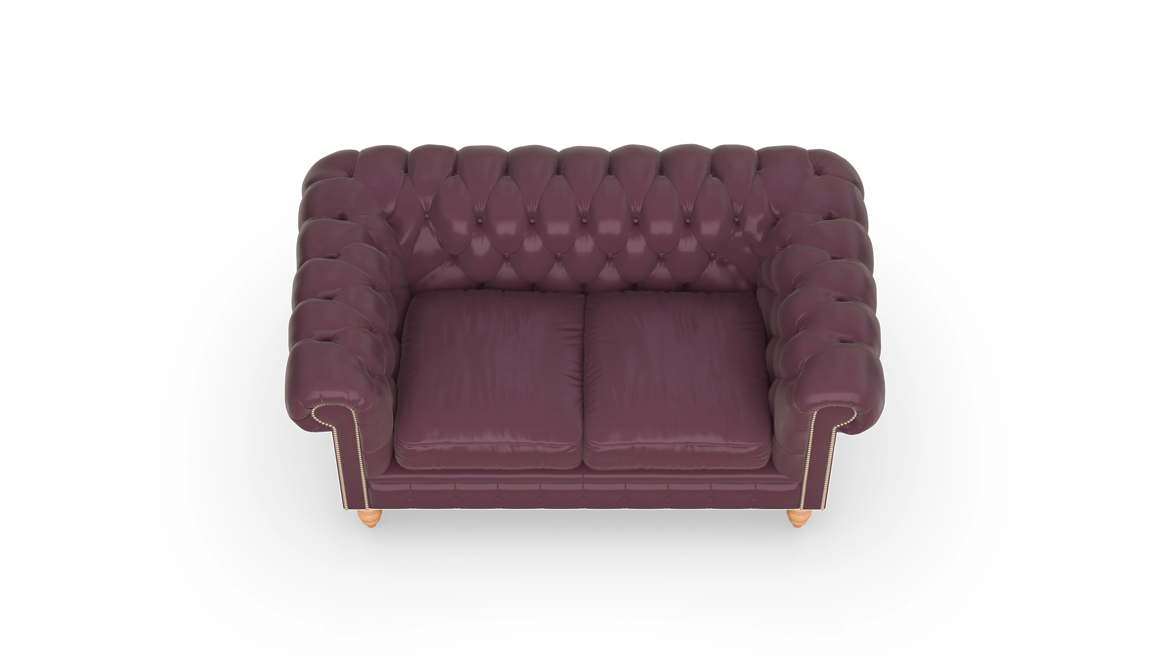 Chesterfield Sofa Bennet Ansicht des Produktes Bennet 2-Sitzer in Leder rot