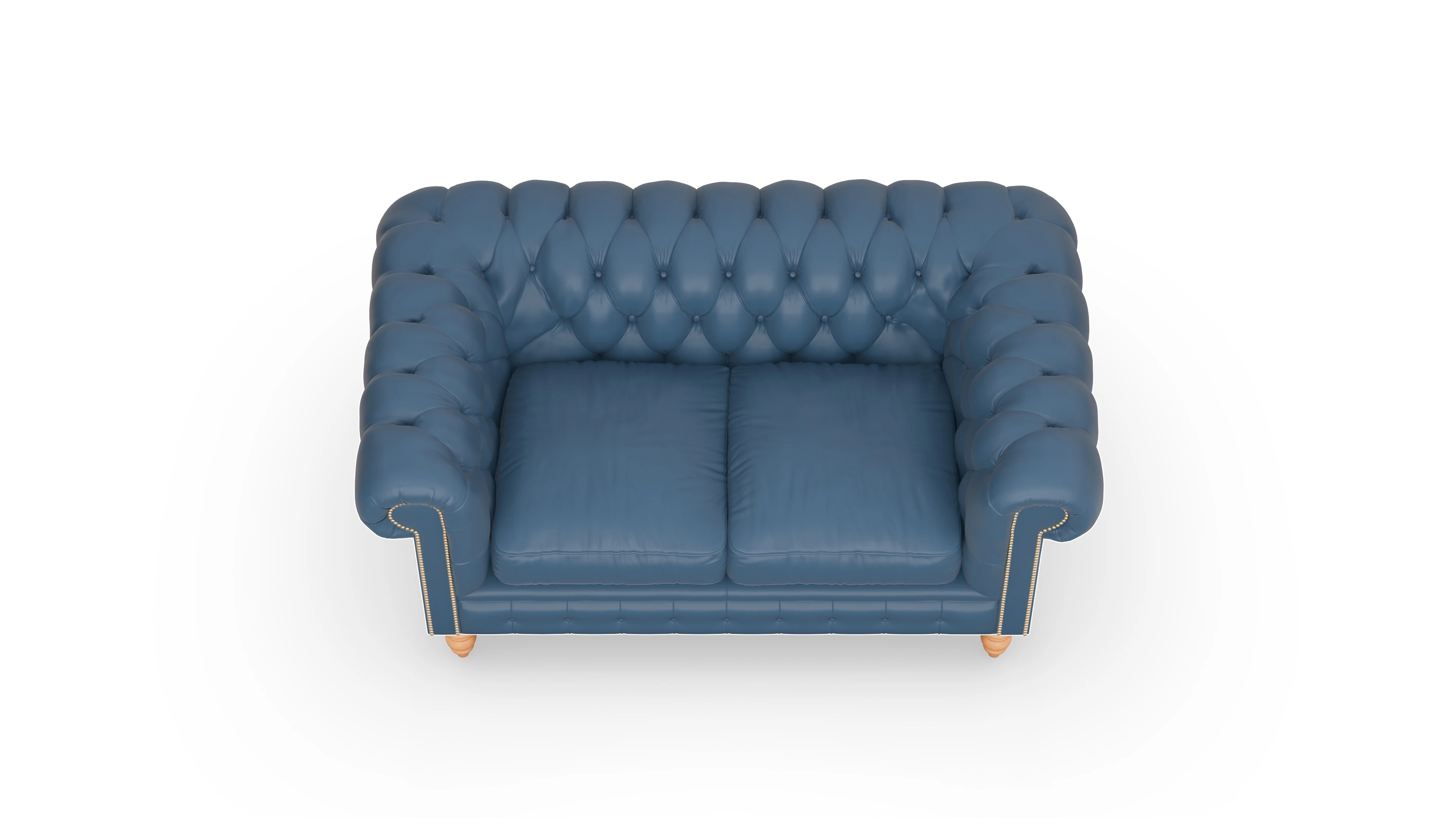 Chesterfield Sofa Bennet Ansicht des Produktes Bennet 2-Sitzer in Leder blau