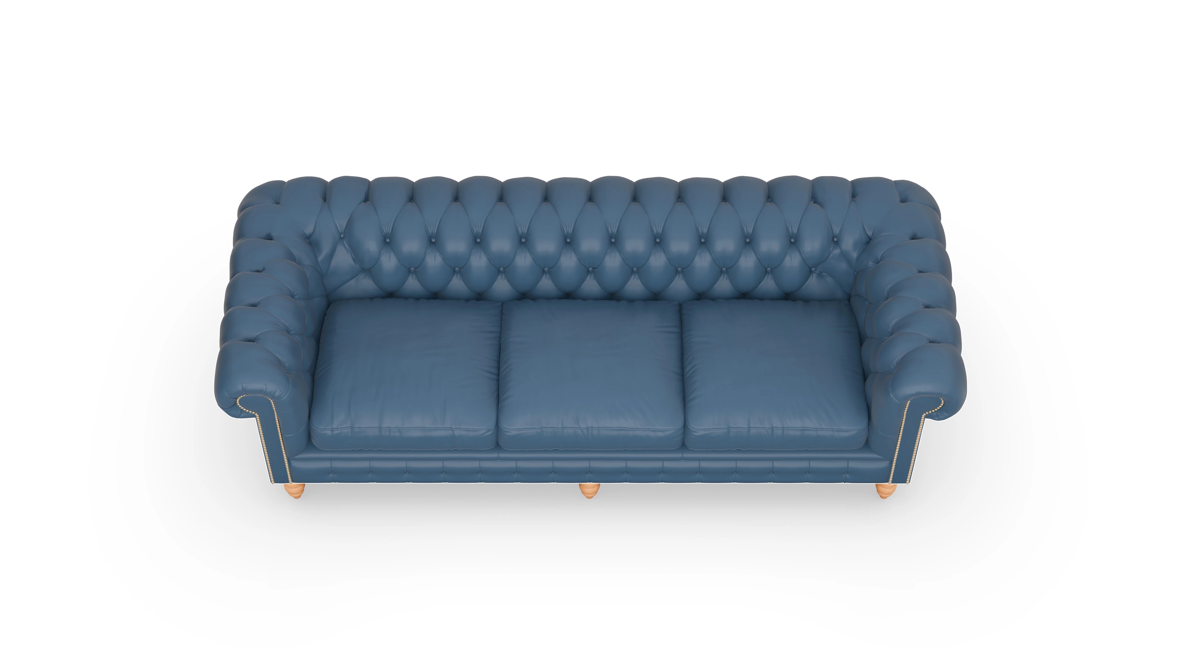 Chesterfield Sofa Bennet Ansicht des Produktes Bennet 4-Sitzer in Leder blau
