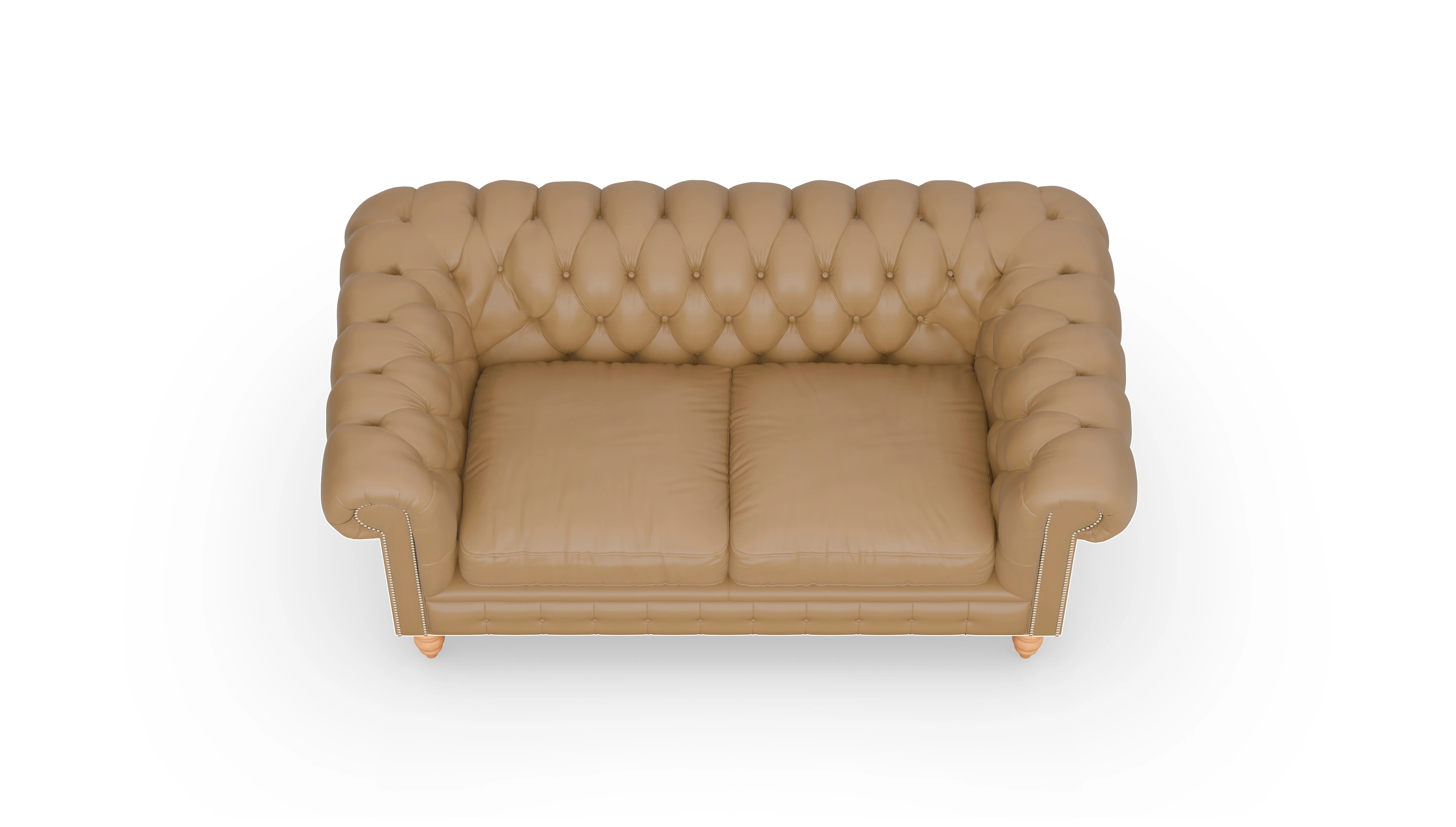 Chesterfield Sofa Bennet Ansicht des Produktes Bennet 2,5-Sitzer in Leder gelb