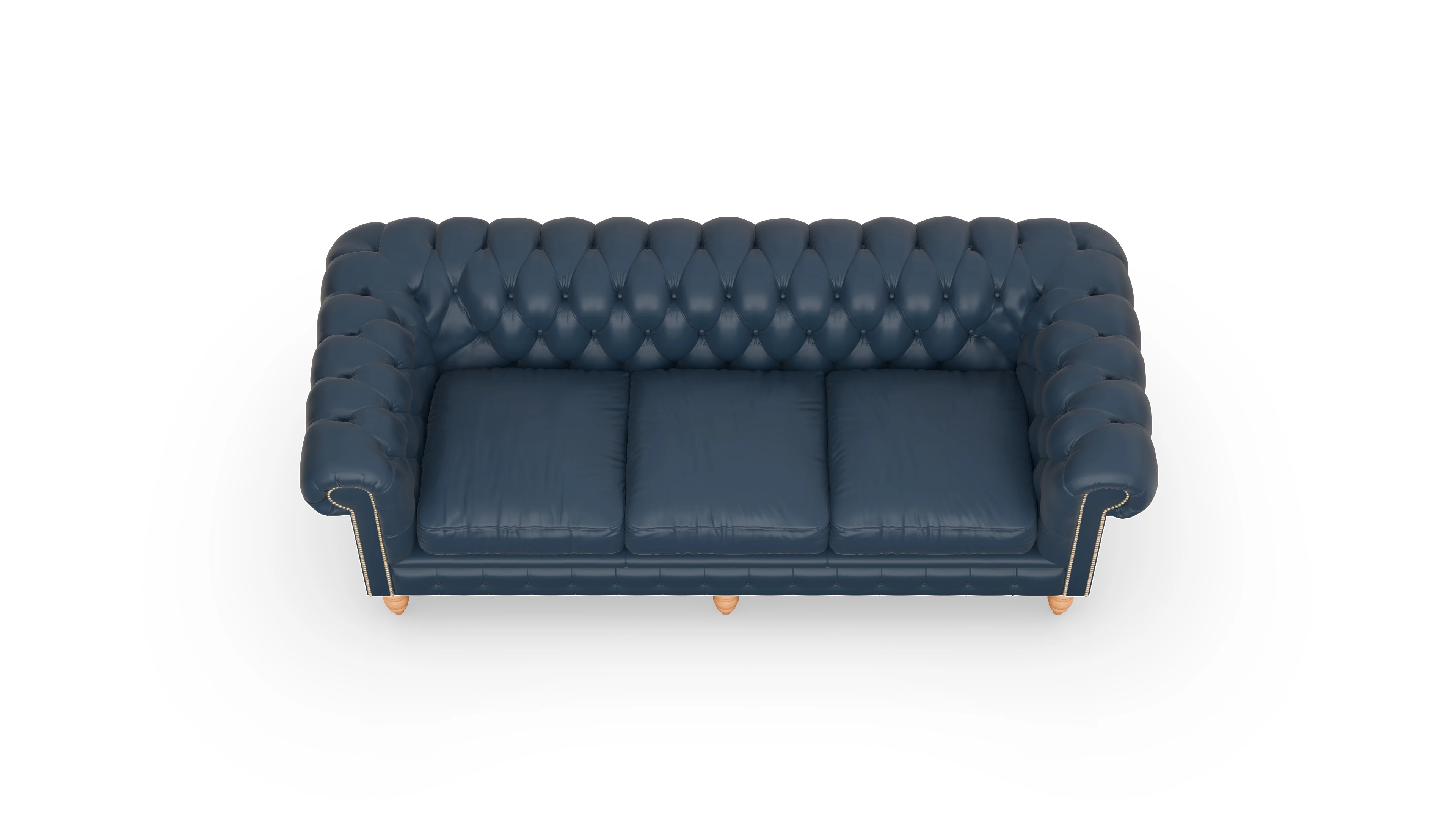 Chesterfield Sofa Bennet Ansicht des Produktes Bennet 3,5-Sitzer in Leder blau