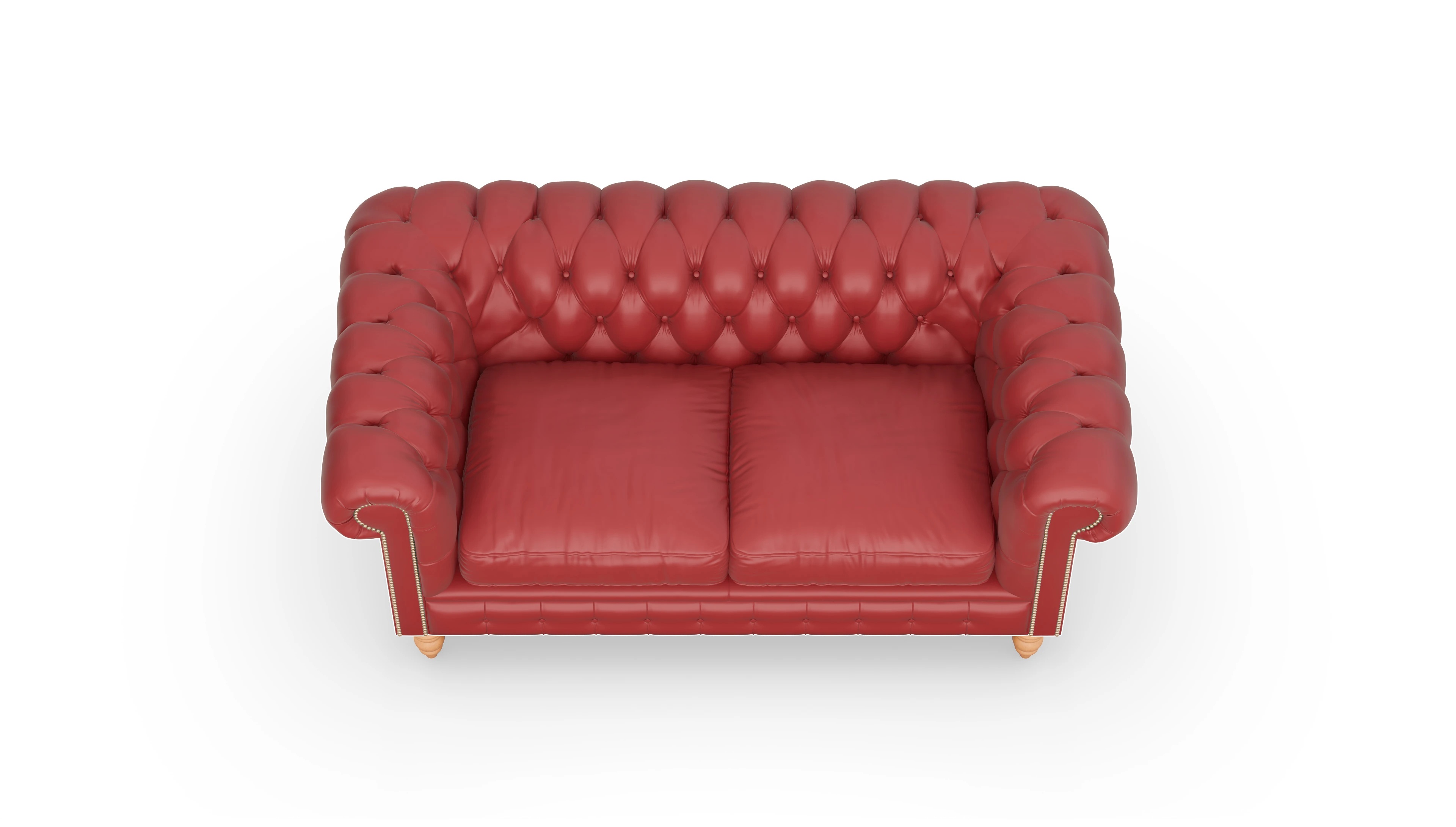 Chesterfield Sofa Bennet Ansicht des Produktes Bennet 2,5-Sitzer in Leder rot