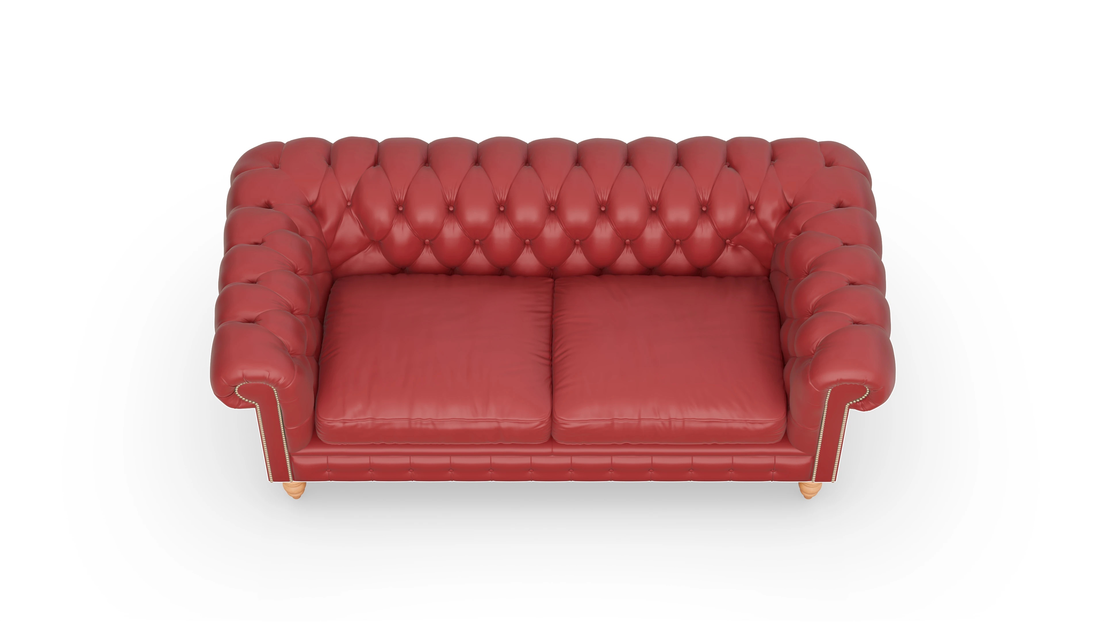 Chesterfield Sofa Bennet Ansicht des Produktes Bennet 3-Sitzer in Leder rot