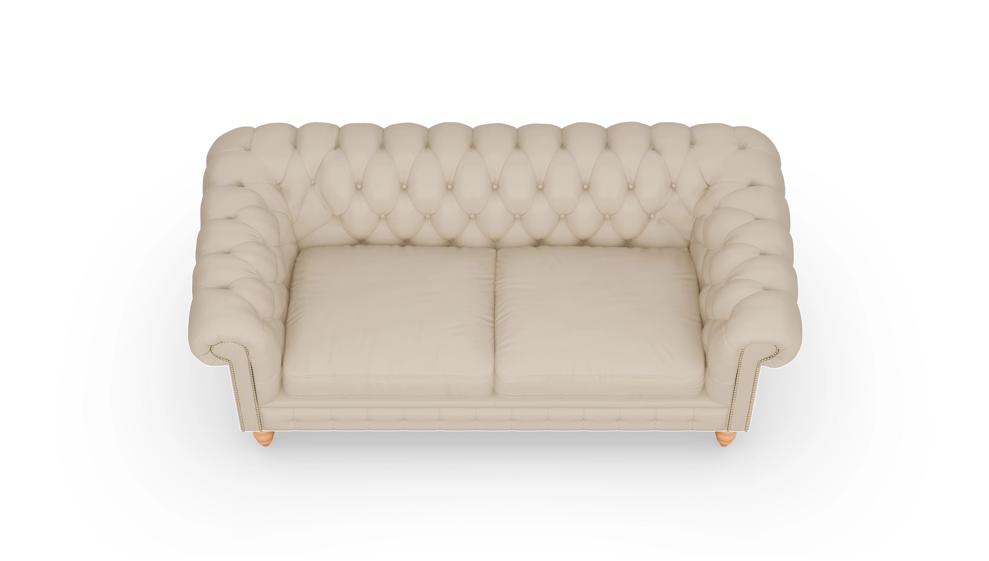 Chesterfield Sofa Bennet Ansicht des Produktes Bennet 3-Sitzer in Leder beige