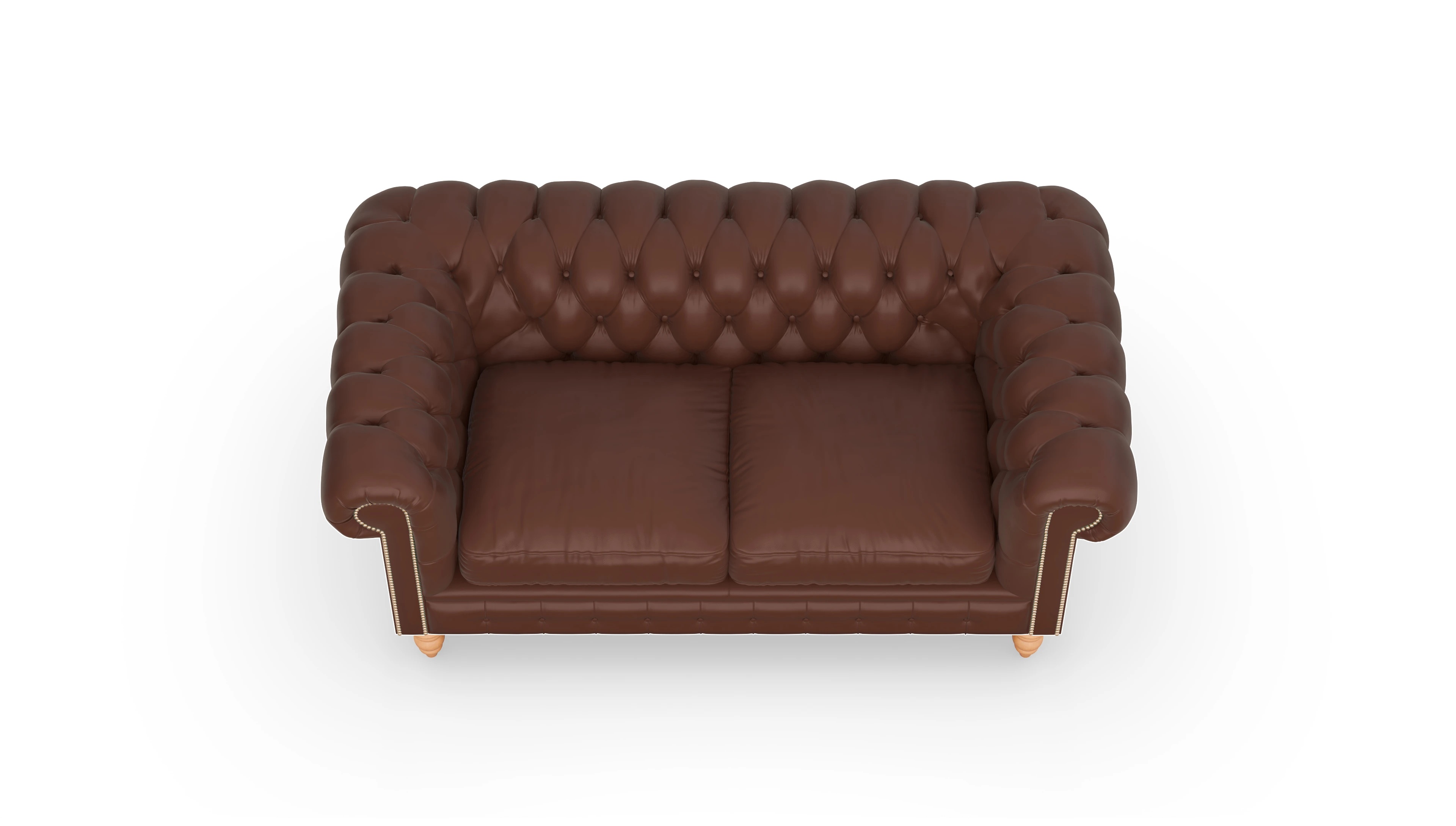 Chesterfield Sofa Bennet Ansicht des Produktes Bennet 2,5-Sitzer in Leder braun