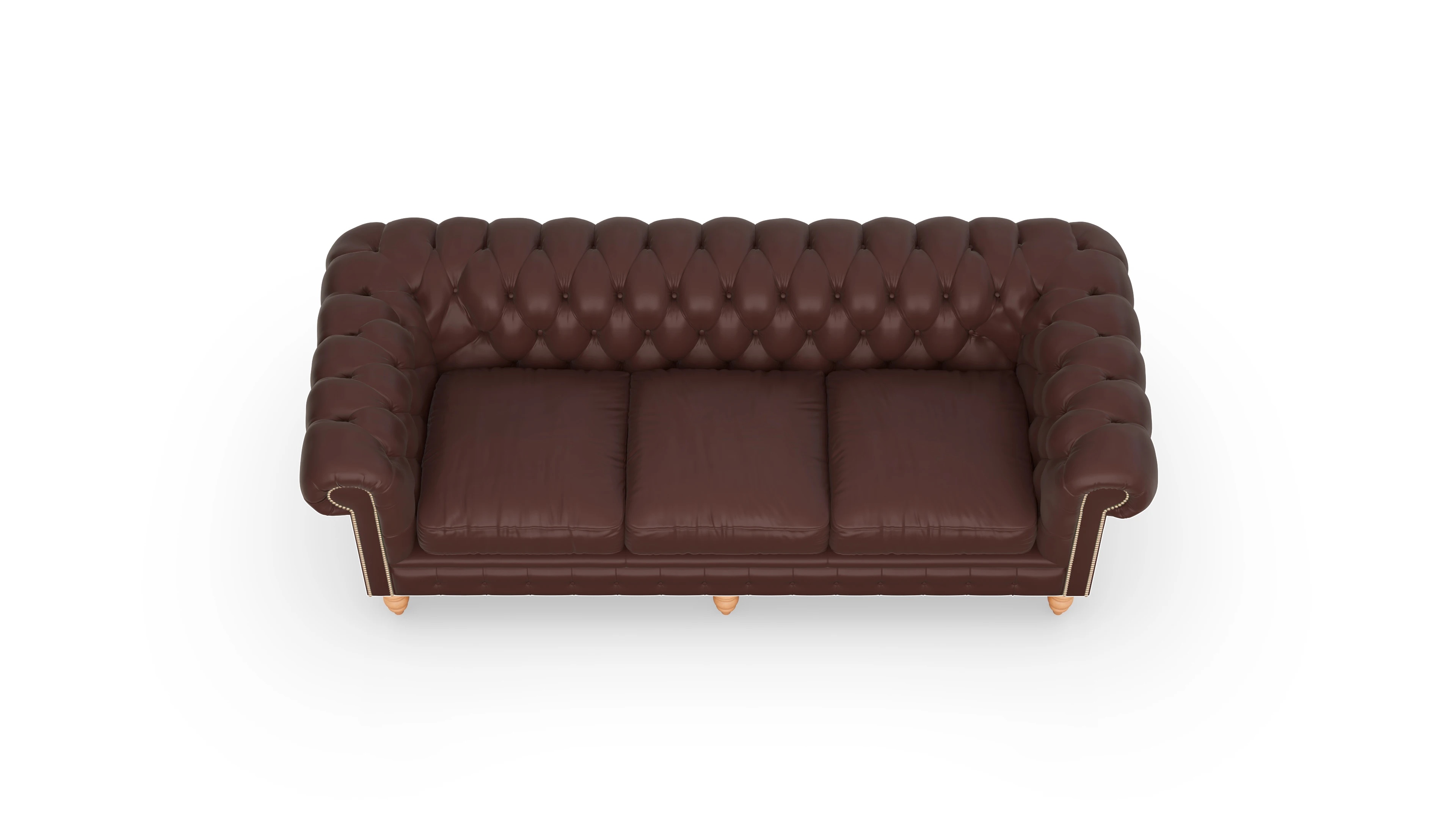 Chesterfield Sofa Bennet Ansicht des Produktes Bennet 3,5-Sitzer in Leder braun