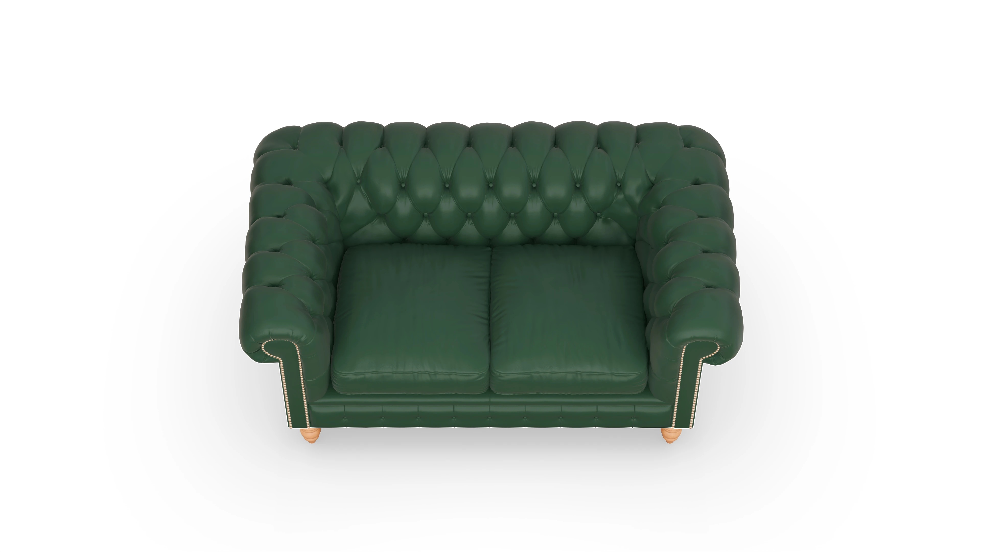 Chesterfield Sofa Bennet Ansicht des Produktes Bennet 2-Sitzer in Leder grün