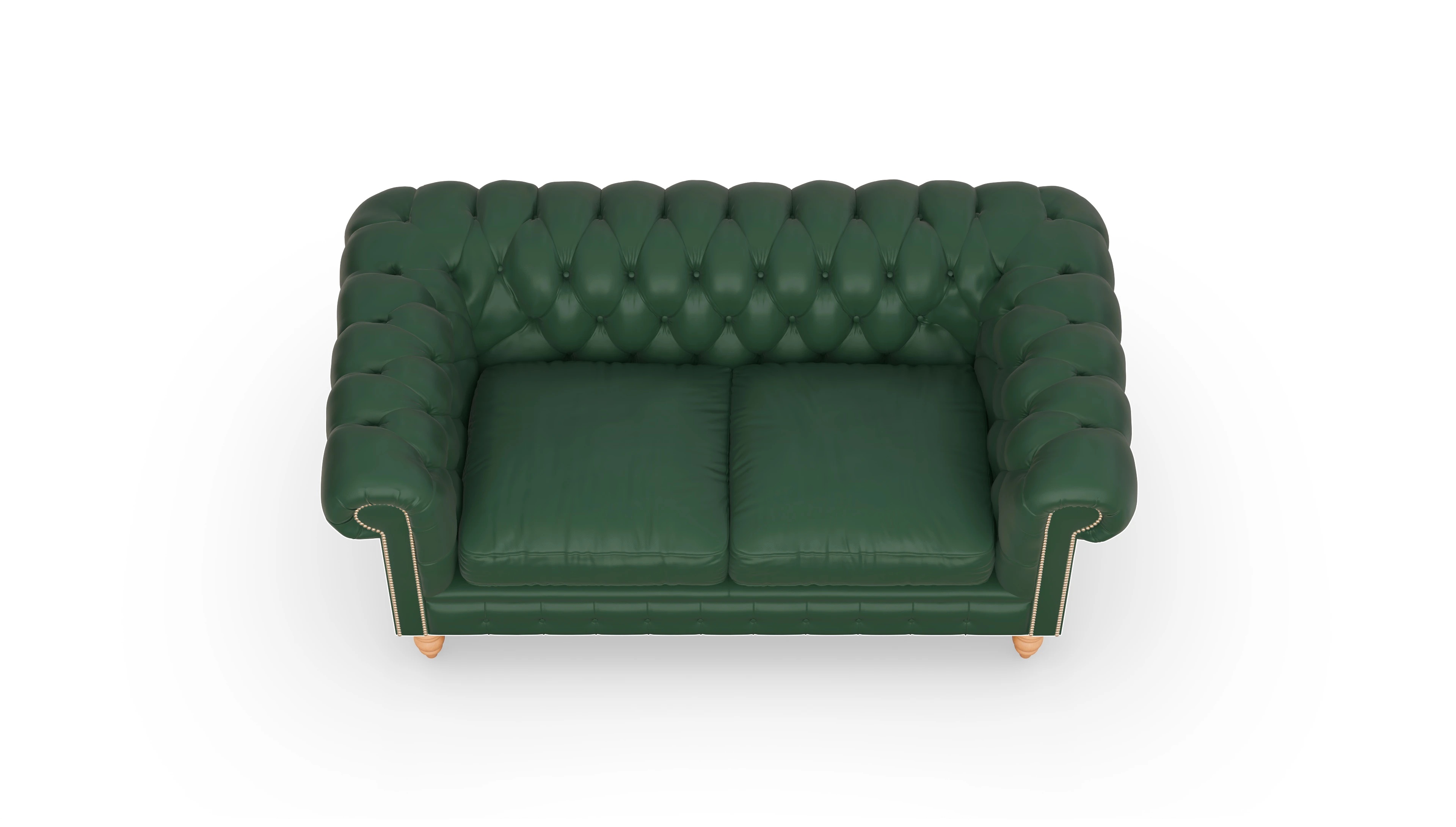 Chesterfield Sofa Bennet Ansicht des Produktes Bennet 2,5-Sitzer in Leder grün