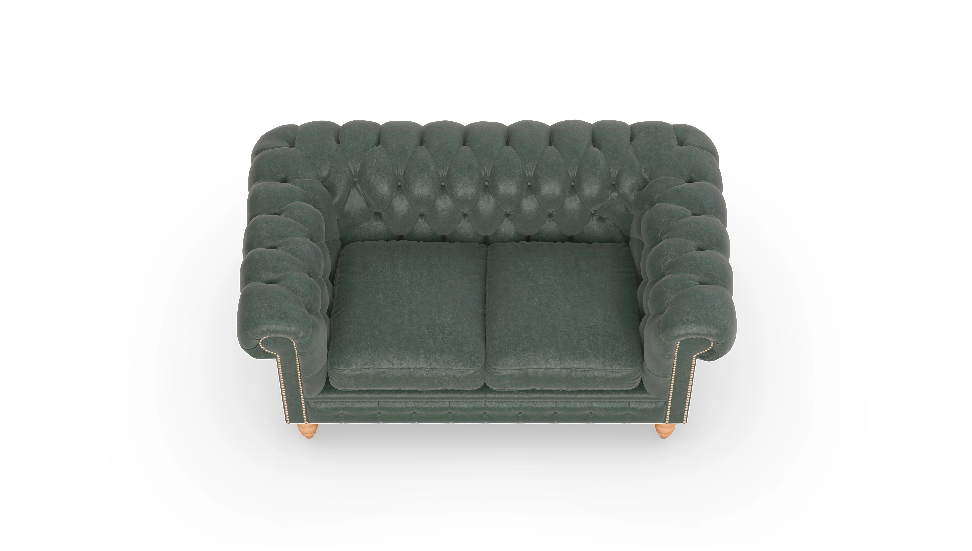 Chesterfield Sofa Bennet Ansicht des Produktes Bennet 2-Sitzer in Leder grün