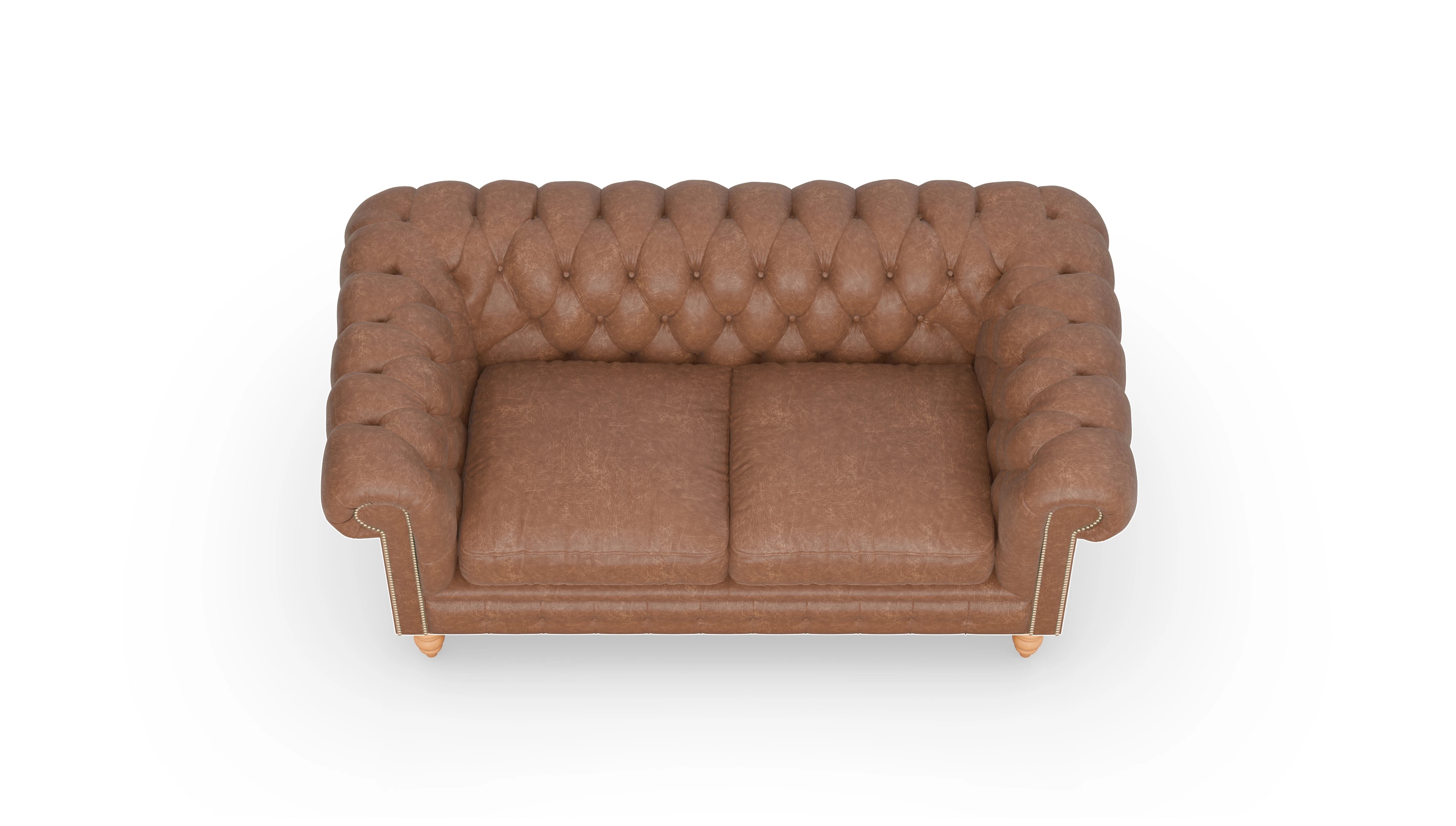 Chesterfield Sofa Bennet Ansicht des Produktes Bennet 2,5-Sitzer in Leder braun