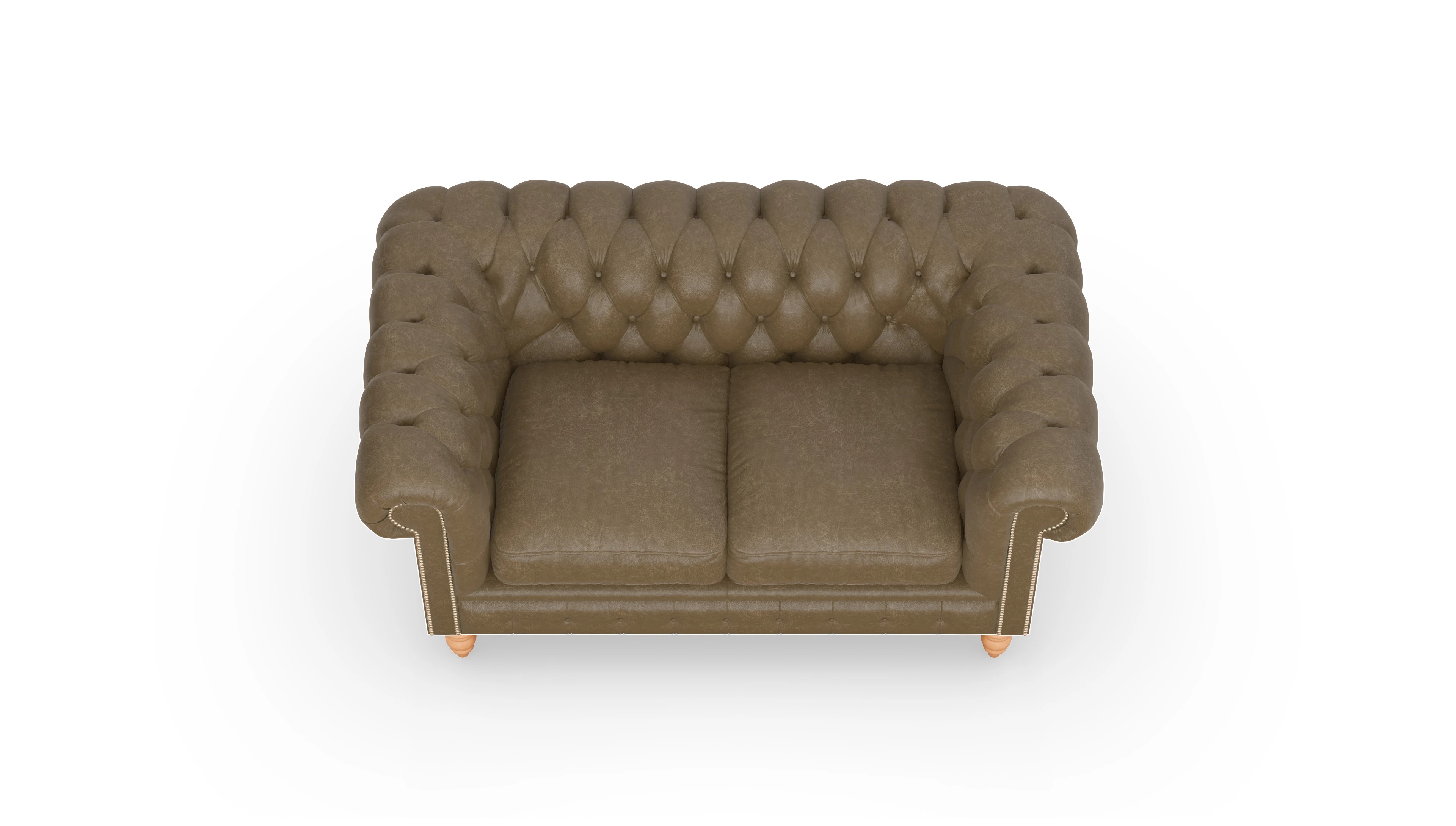 Chesterfield Sofa Bennet Ansicht des Produktes Bennet 2-Sitzer in Leder grün