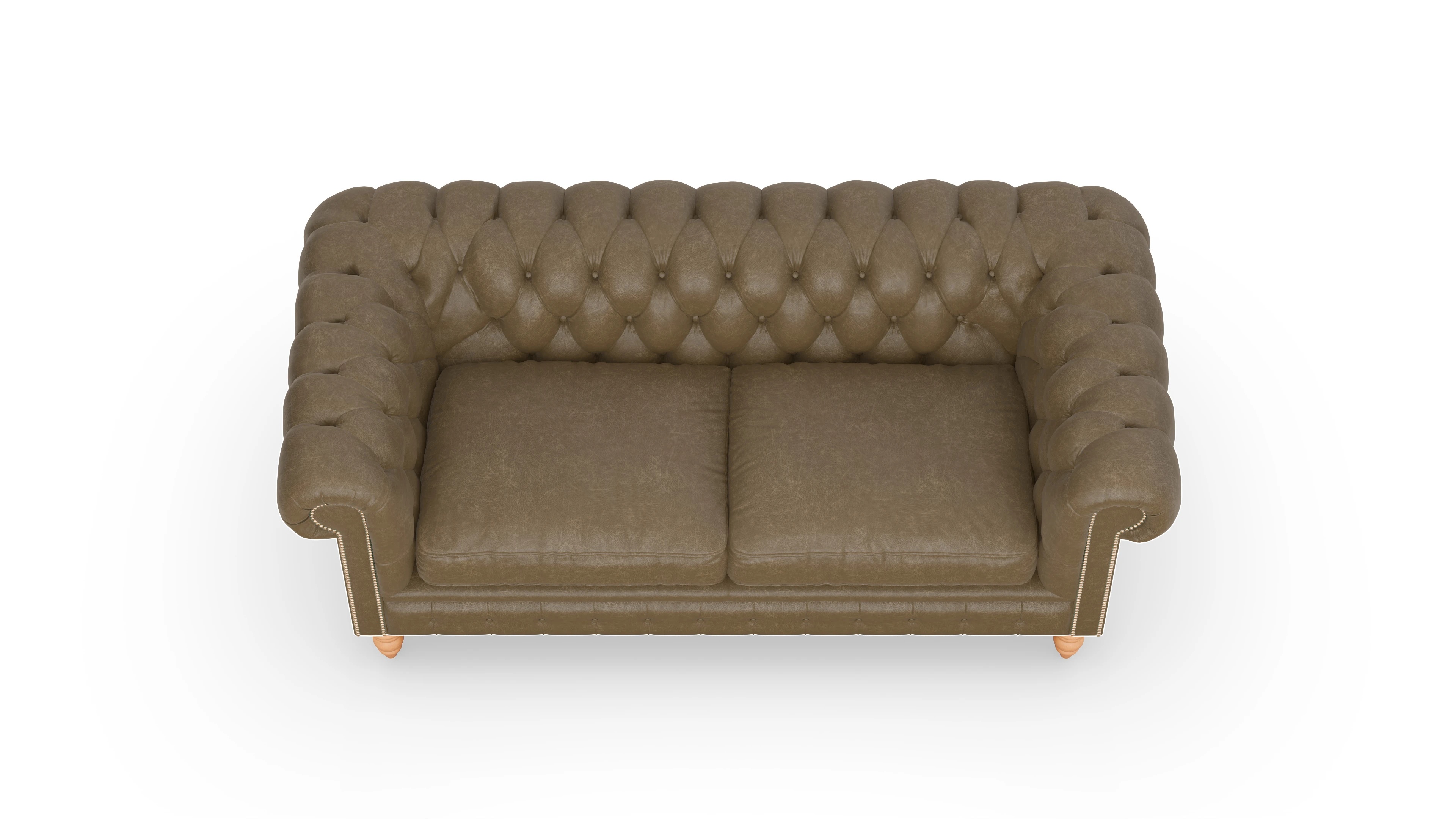 Chesterfield Sofa Bennet Ansicht des Produktes Bennet 3-Sitzer in Leder grün