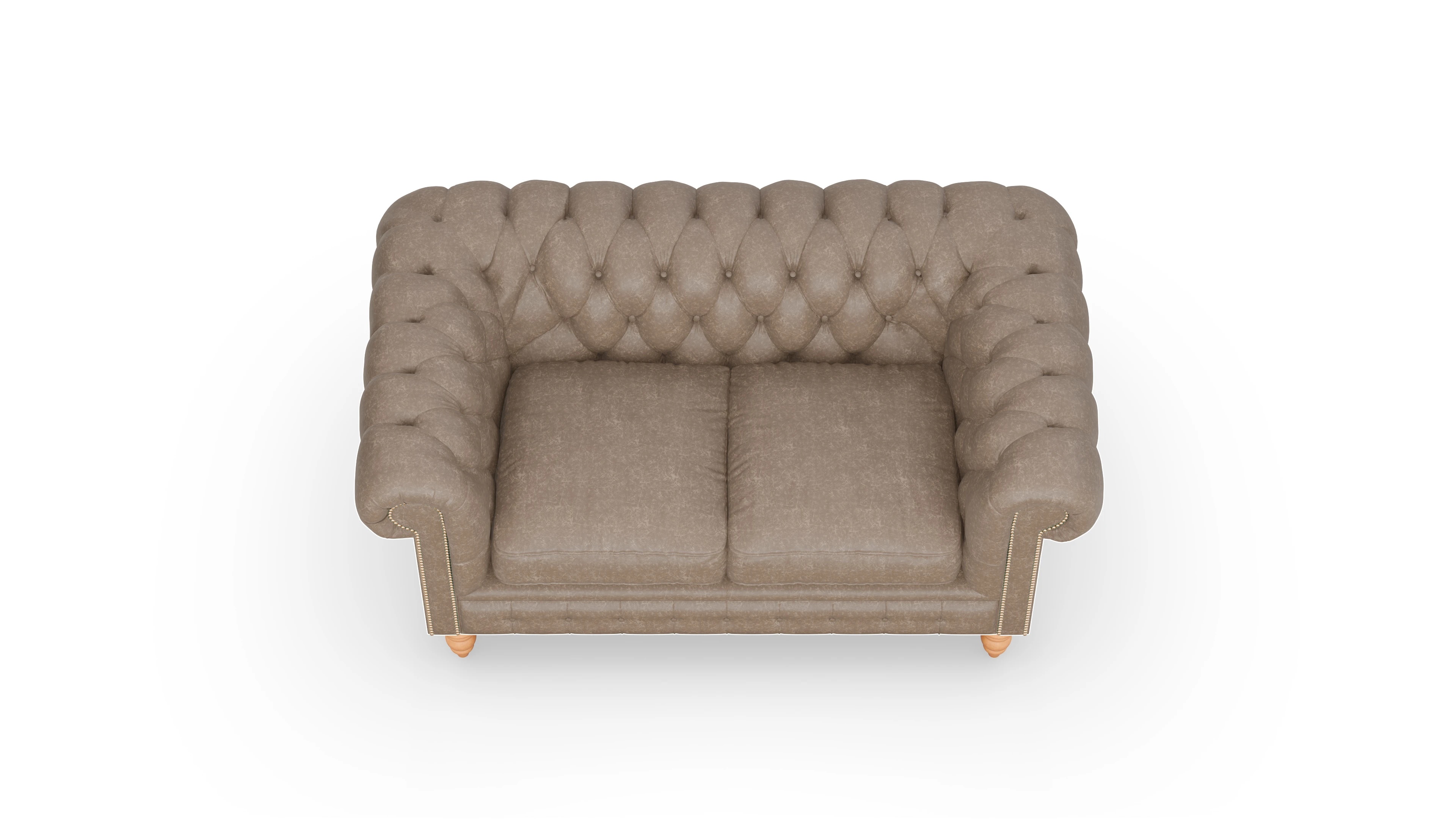 Chesterfield Sofa Bennet Ansicht des Produktes Bennet 2-Sitzer in Leder braun