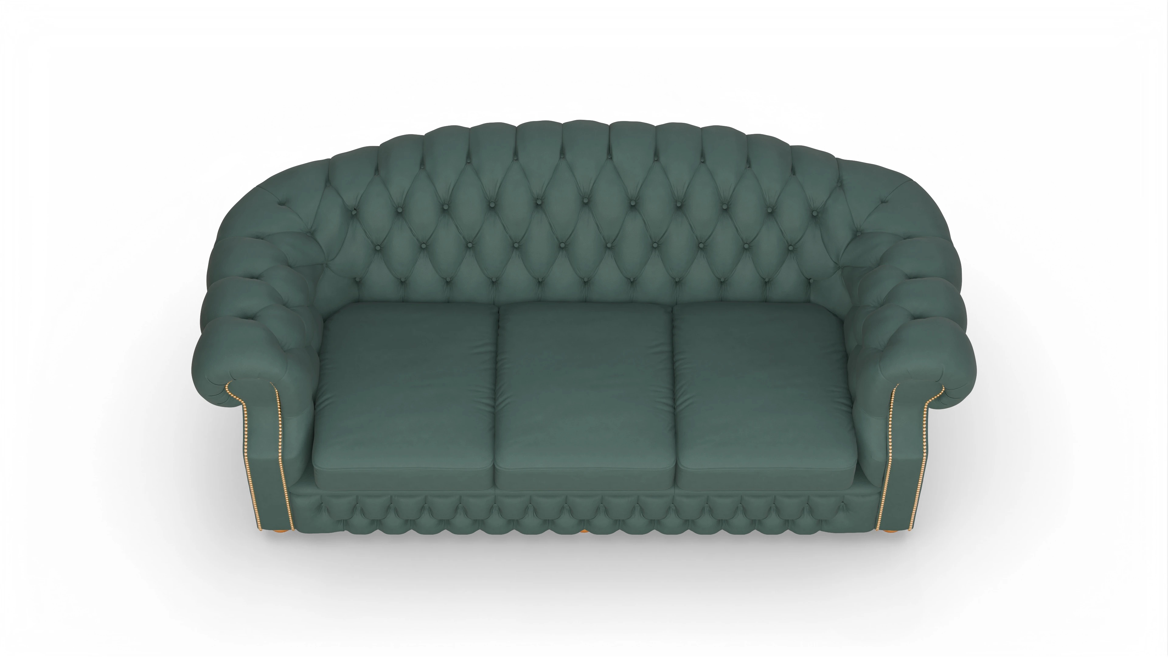 Chesterfield Sofa Yates Ansicht des Produktes Yates 3,5-Sitzer in Leder grün