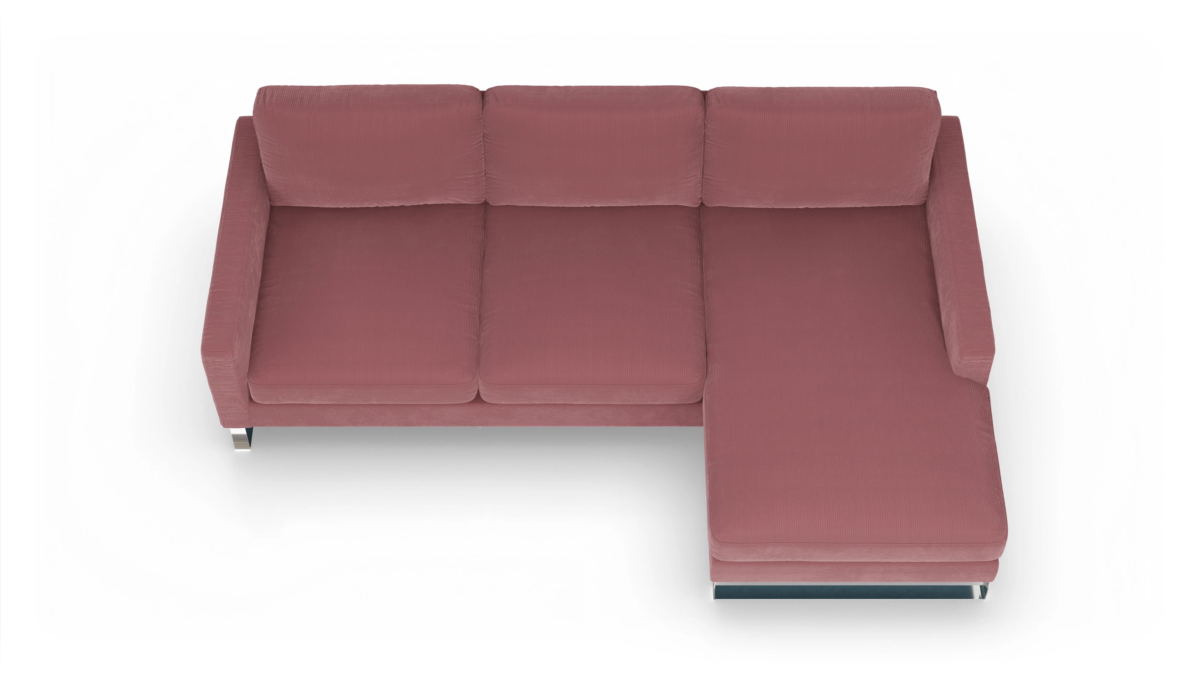 Ansicht des Produktes Cespon Sofa mit Rec rechts in Cord rot