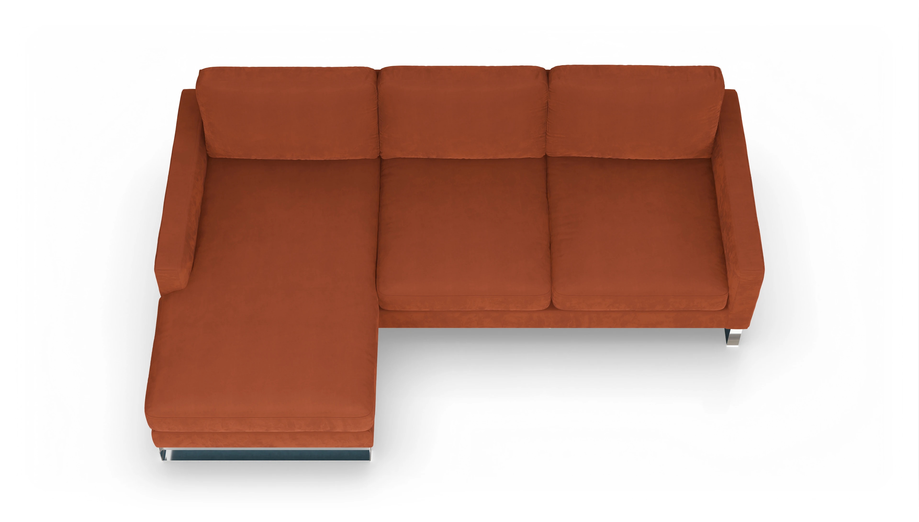 Ansicht des Produktes Cespon Sofa mit Rec links in Samt orange