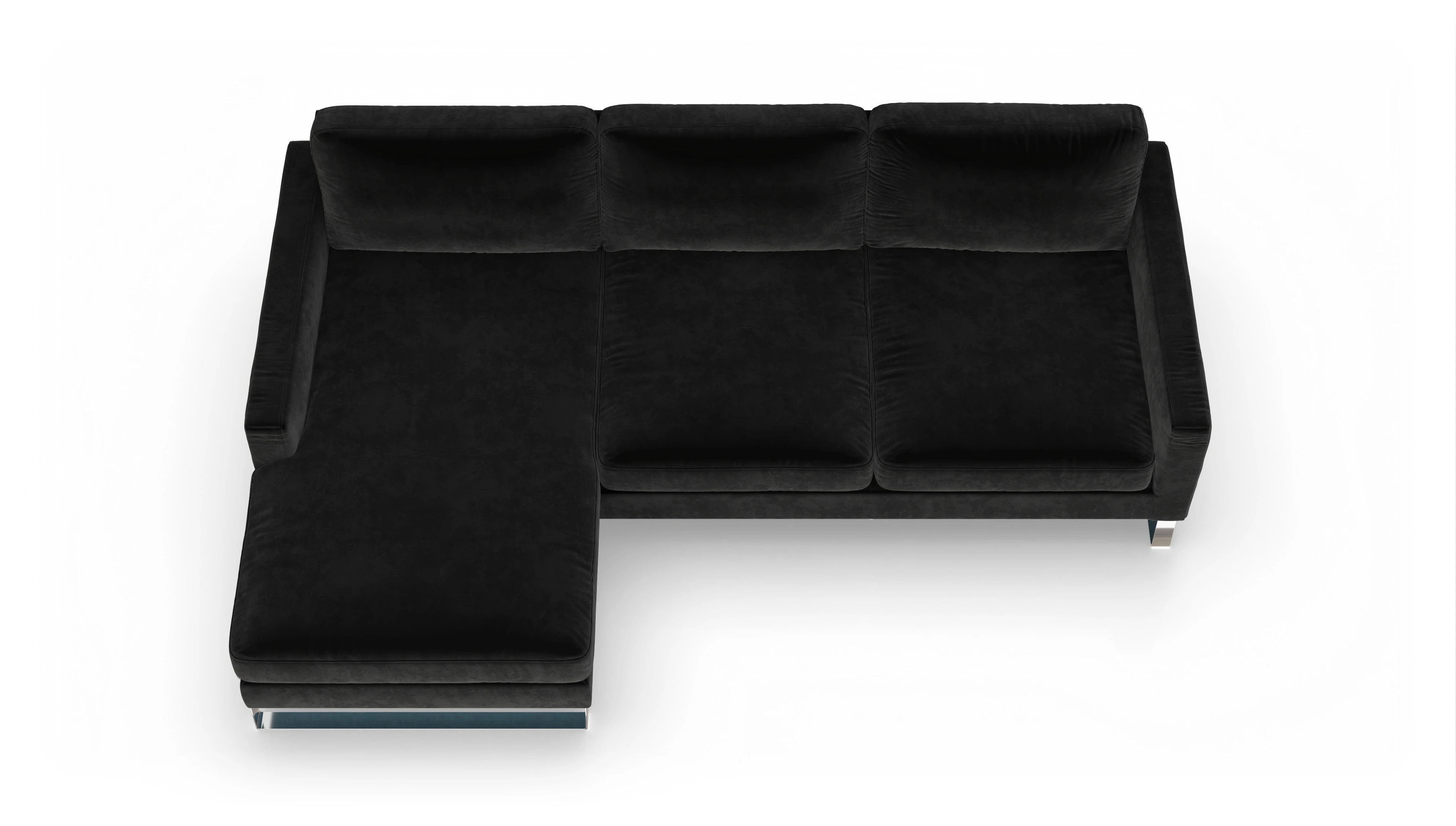 Ansicht des Produktes Cespon Sofa mit Rec links in Samt schwarz