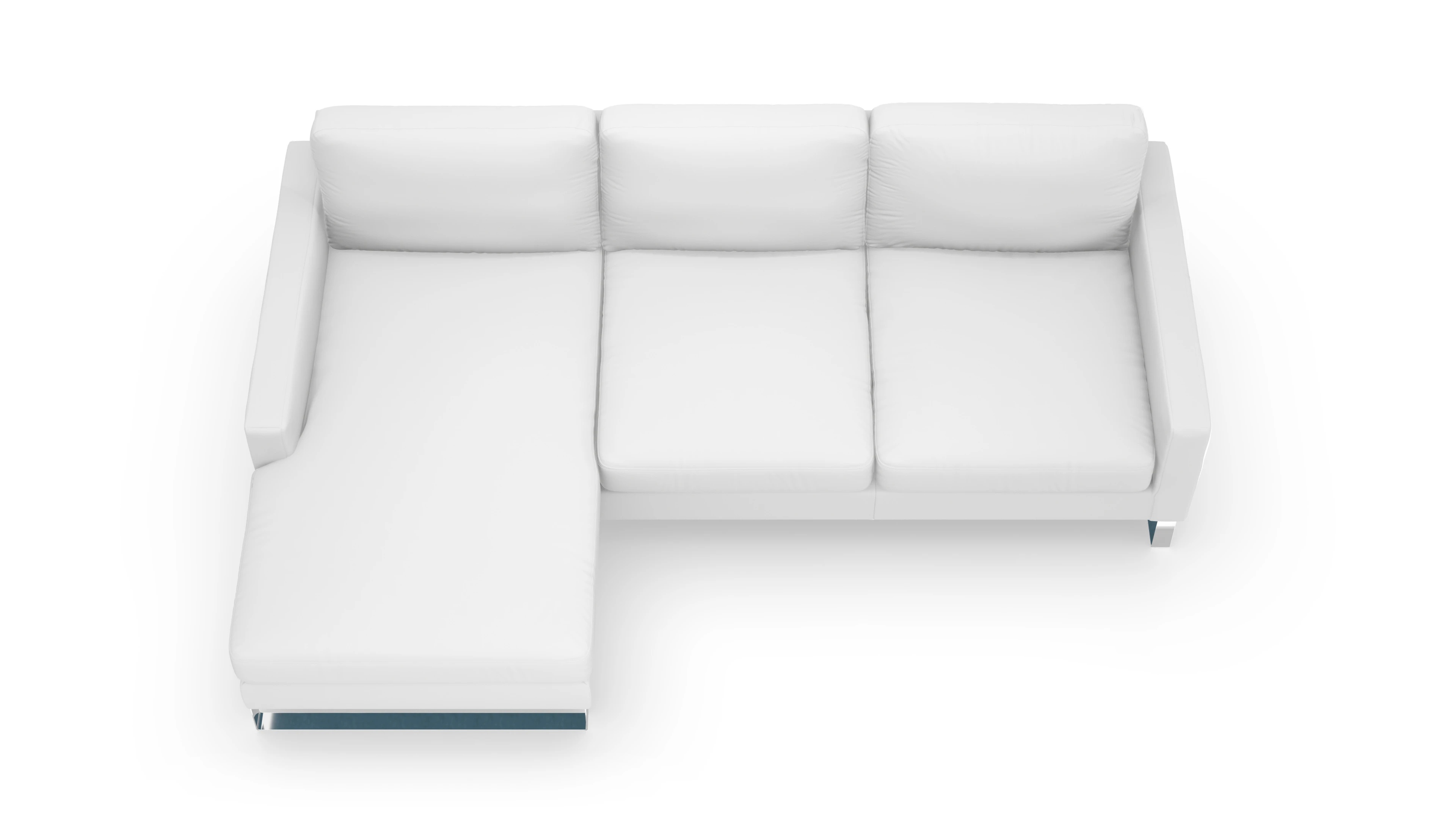 Cespon Ledersofa Ansicht des Produktes Cespon Sofa mit Rec links in Leder weiß
