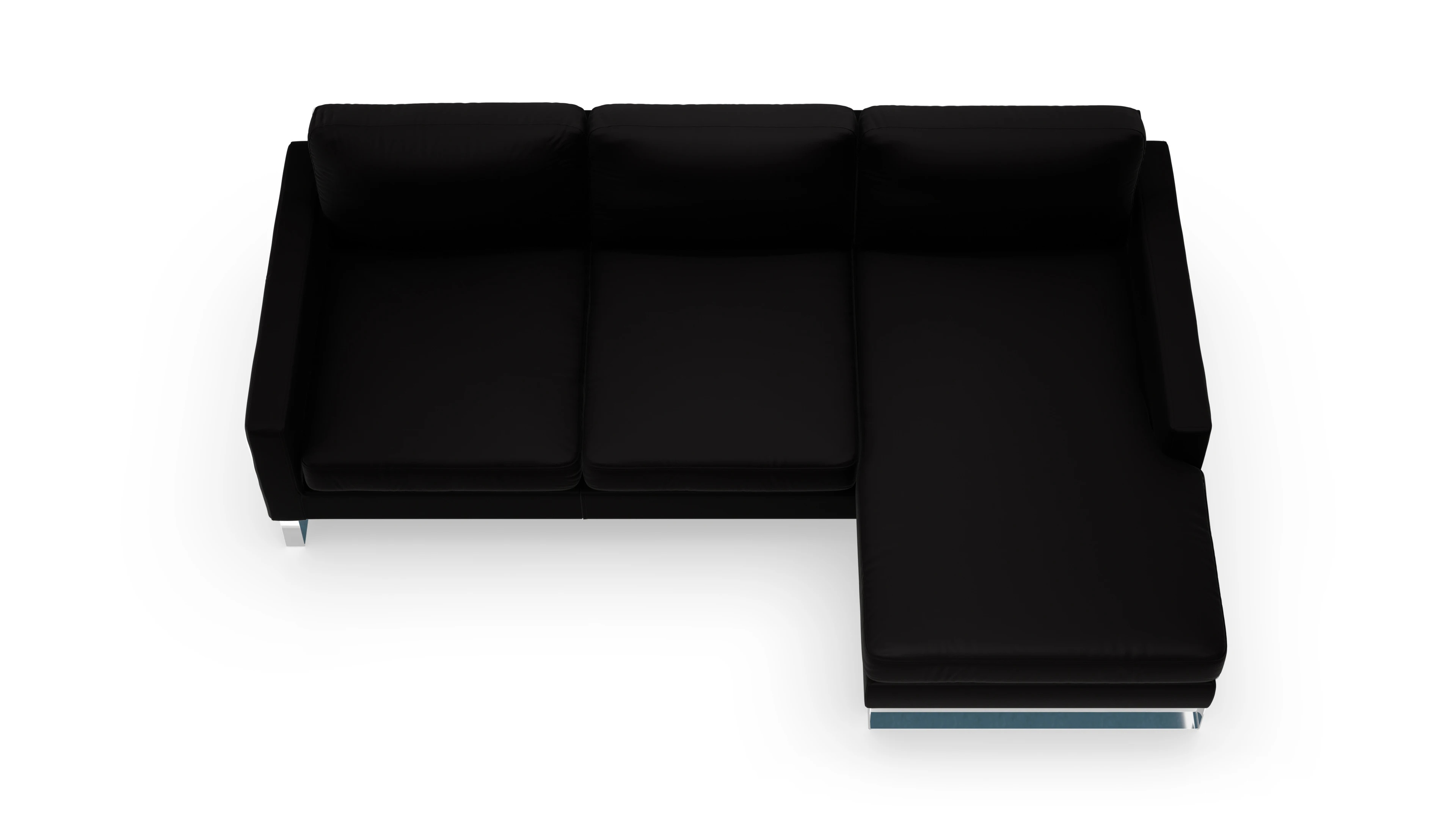 Cespon Ledersofa Ansicht des Produktes Cespon Sofa mit Rec rechts in Leder schwarz