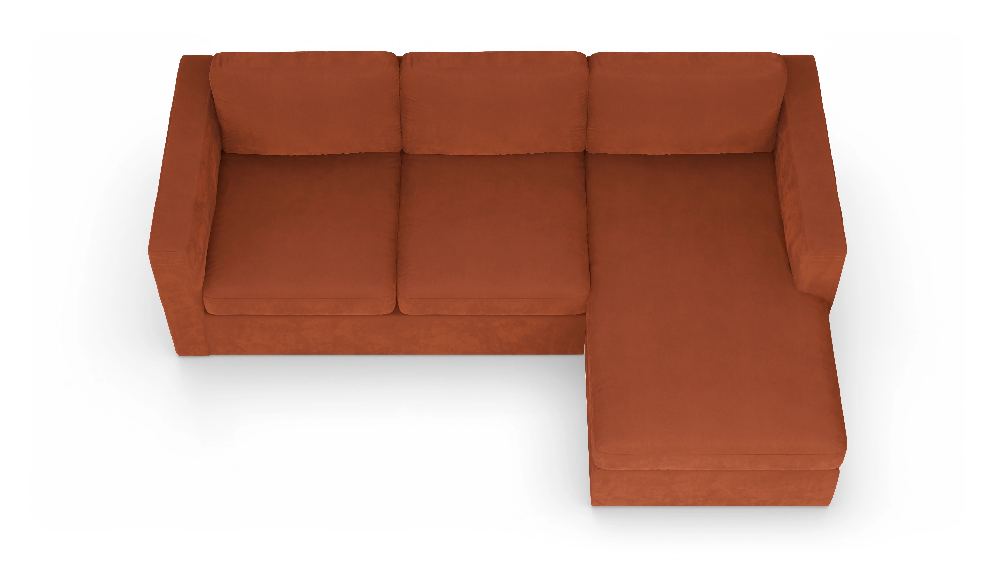 Ansicht des Produktes Santiago Sofa mit Rec rechts in Samt orange