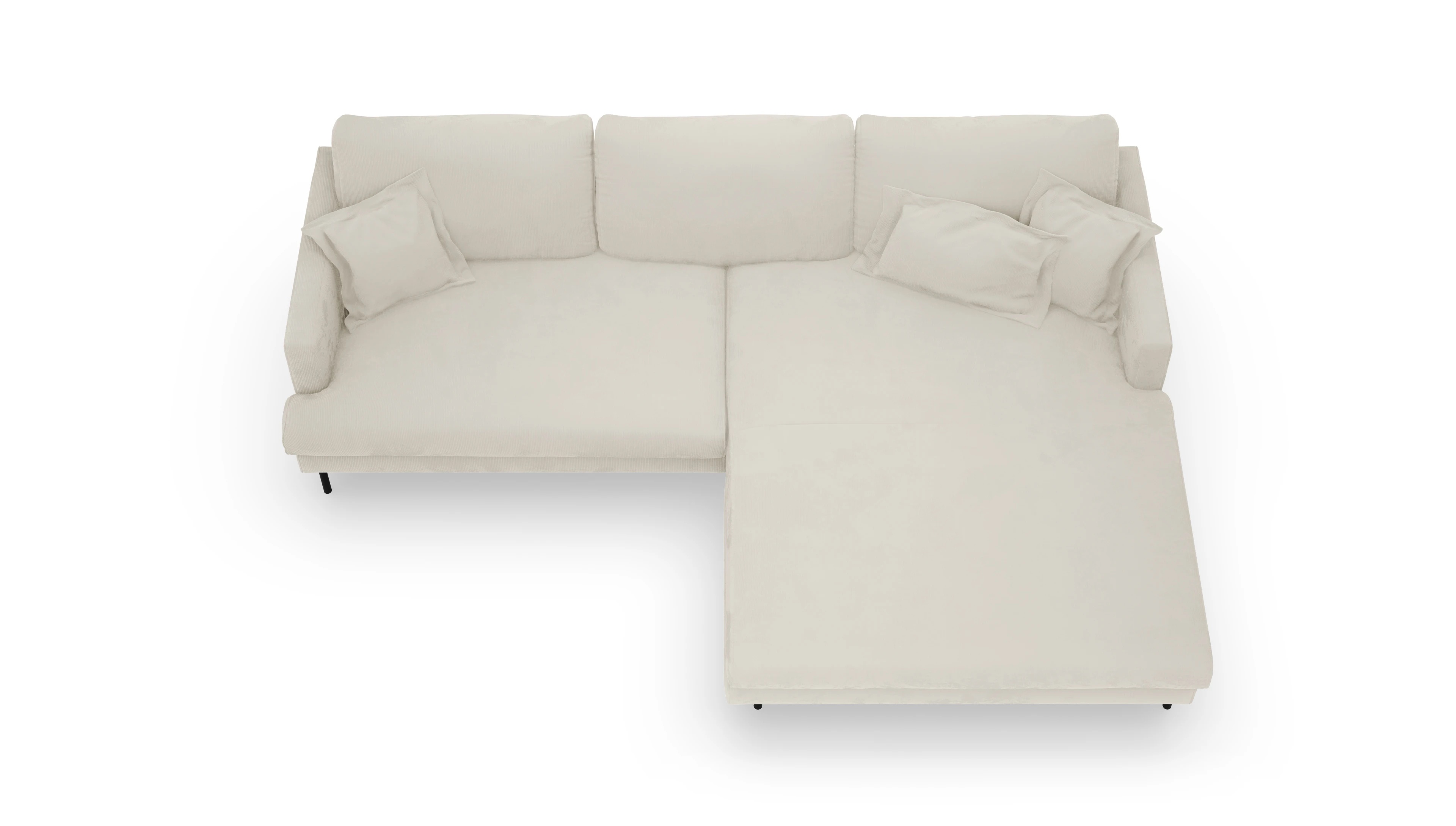 Stoffsofa Arna Ansicht des Produktes Arna Sofa mit Rec rechts in Cord weiß