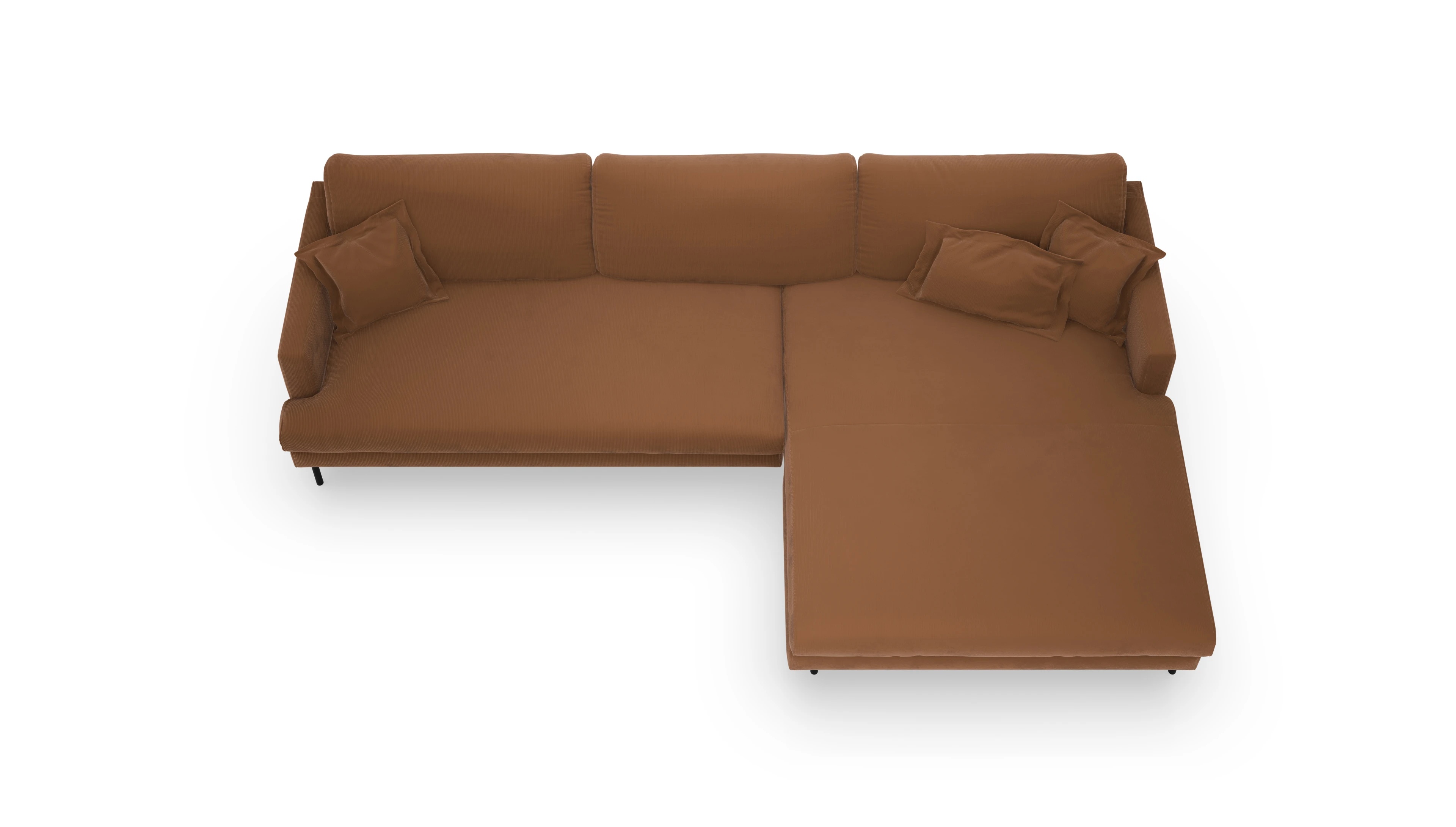 Ansicht des Produktes Arna Sofa mit Rec rechts in Cord orange