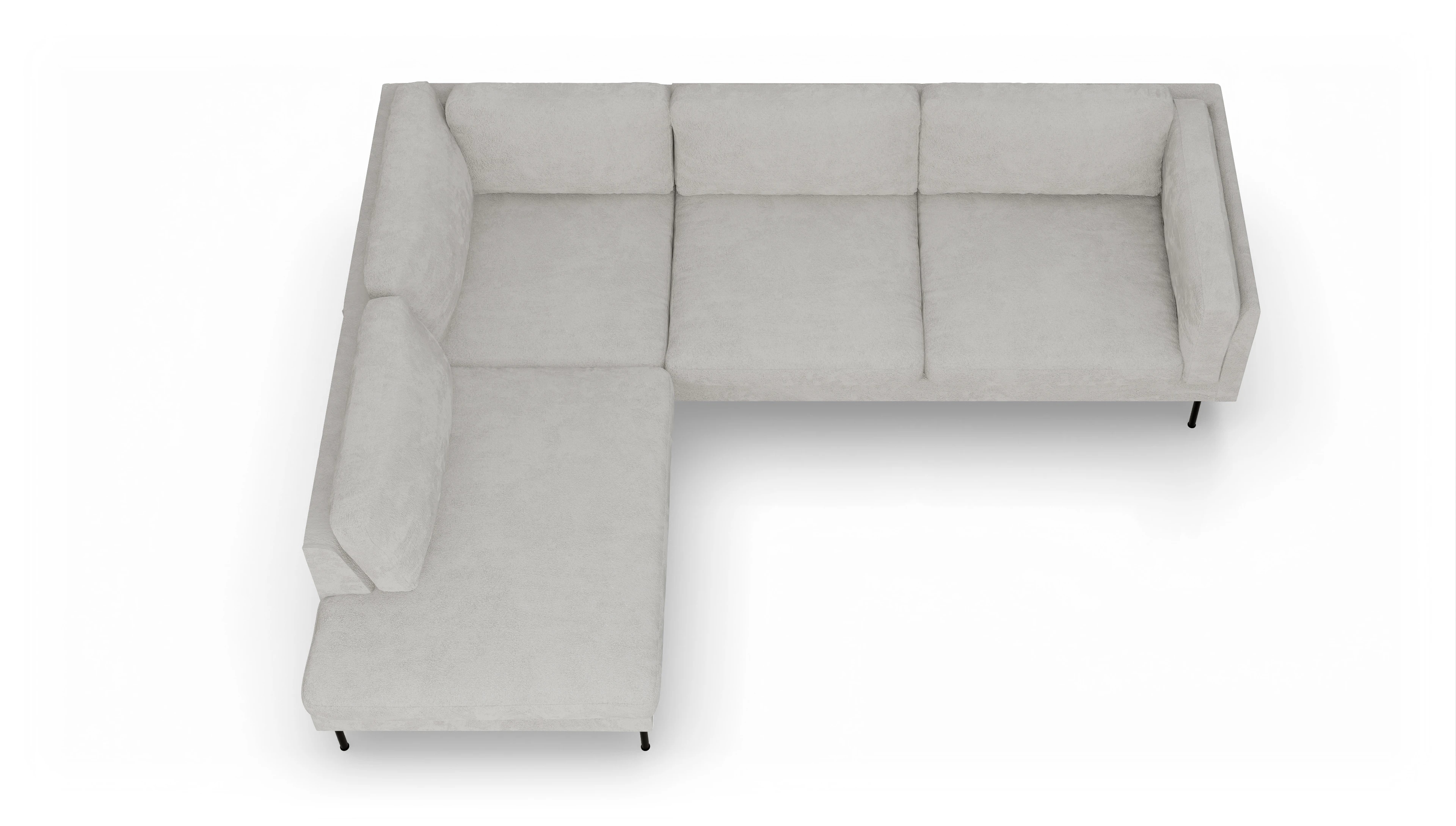 Ansicht des Produktes Henriksen Sofa mit Ottomane links in Stoff weiß