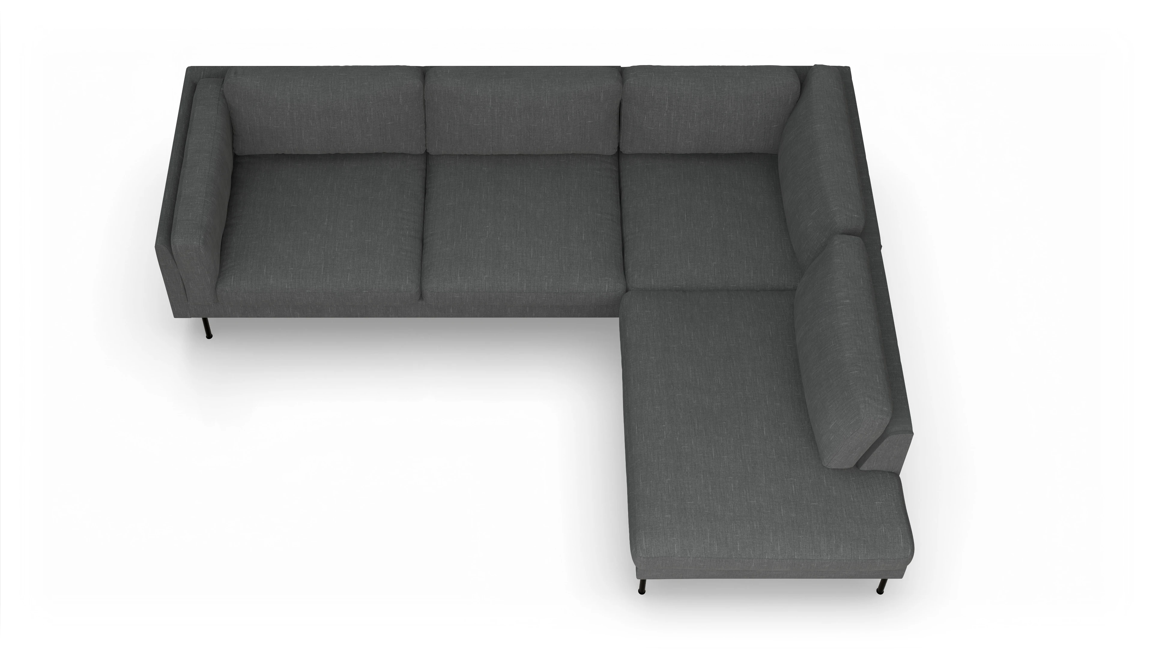 Ansicht des Produktes Henriksen Sofa mit Ottomane rechts in Stoff grau