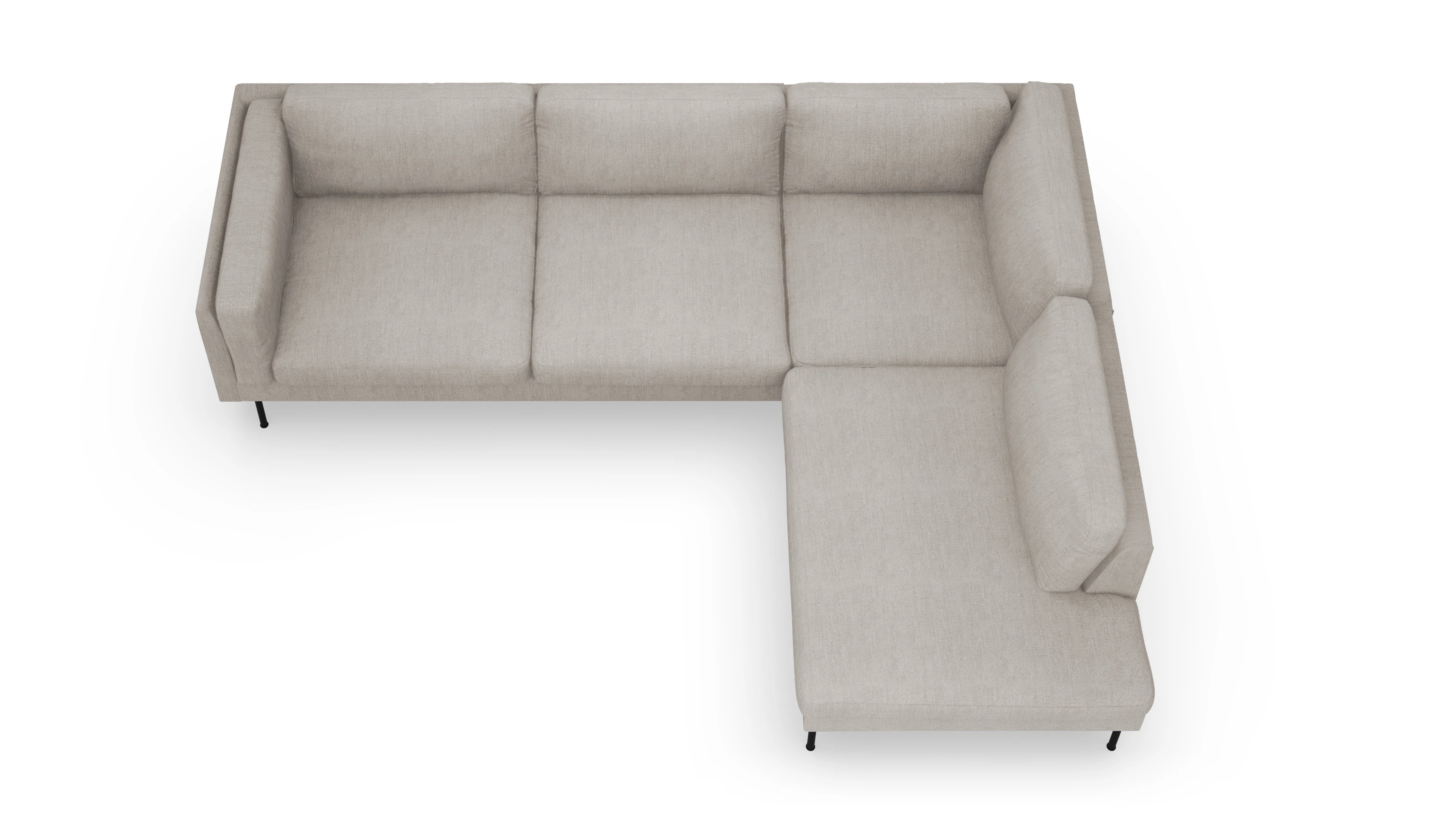 Ansicht des Produktes Henriksen Sofa mit Ottomane rechts in Stoff beige