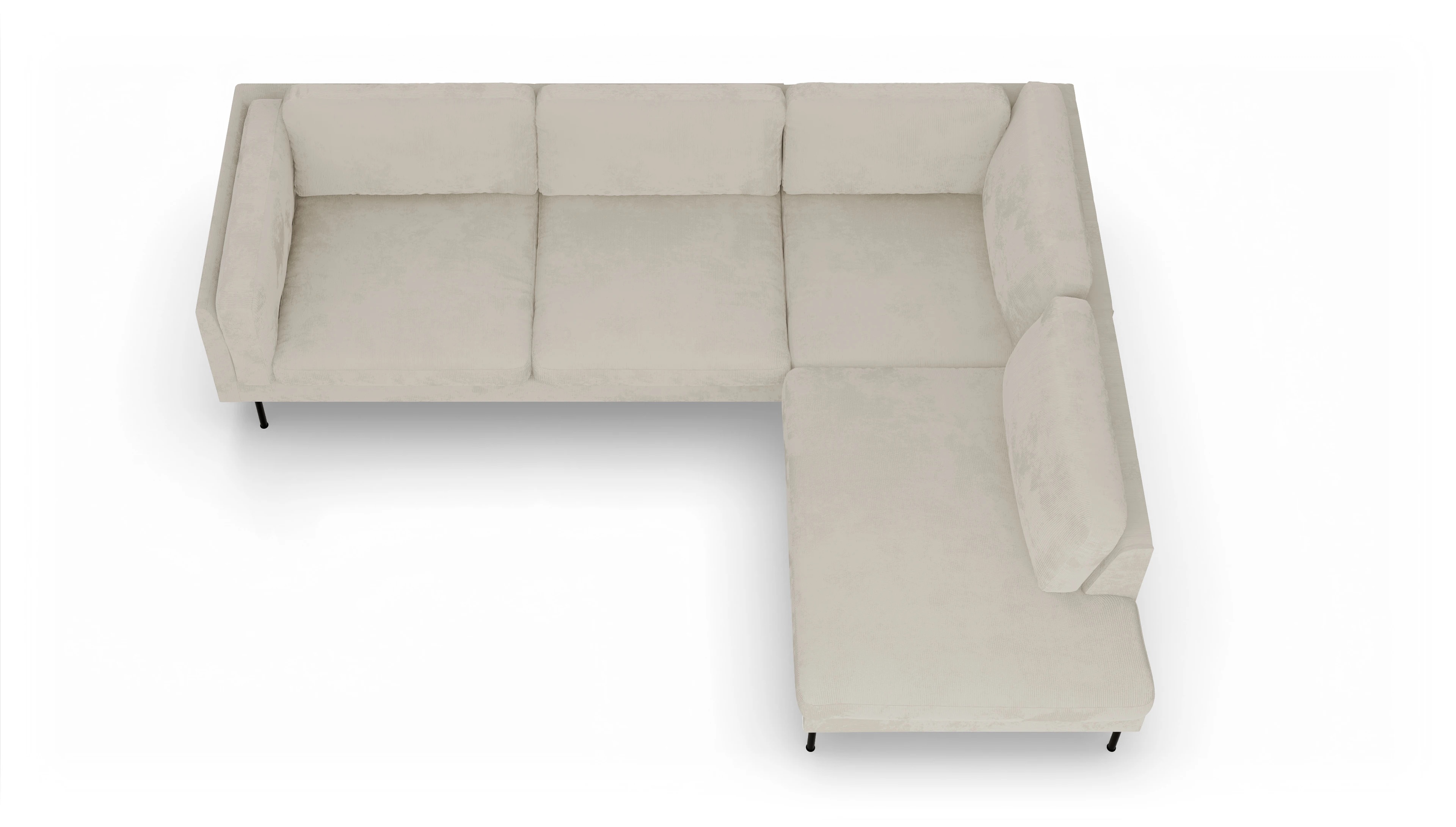 Ansicht des Produktes Henriksen Sofa mit Ottomane rechts in Cord weiß