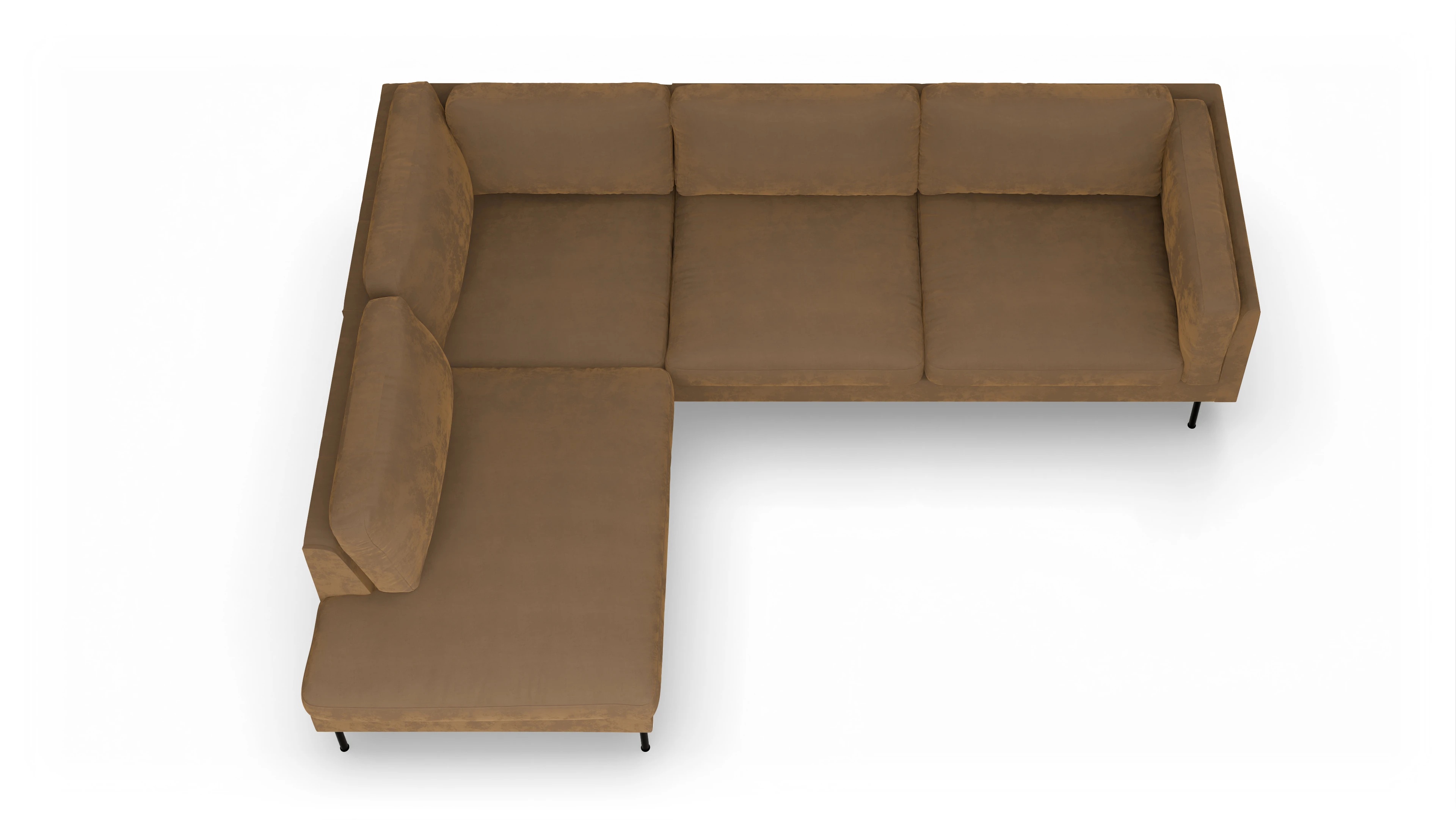 Ansicht des Produktes Henriksen Sofa mit Ottomane links in Samt braun