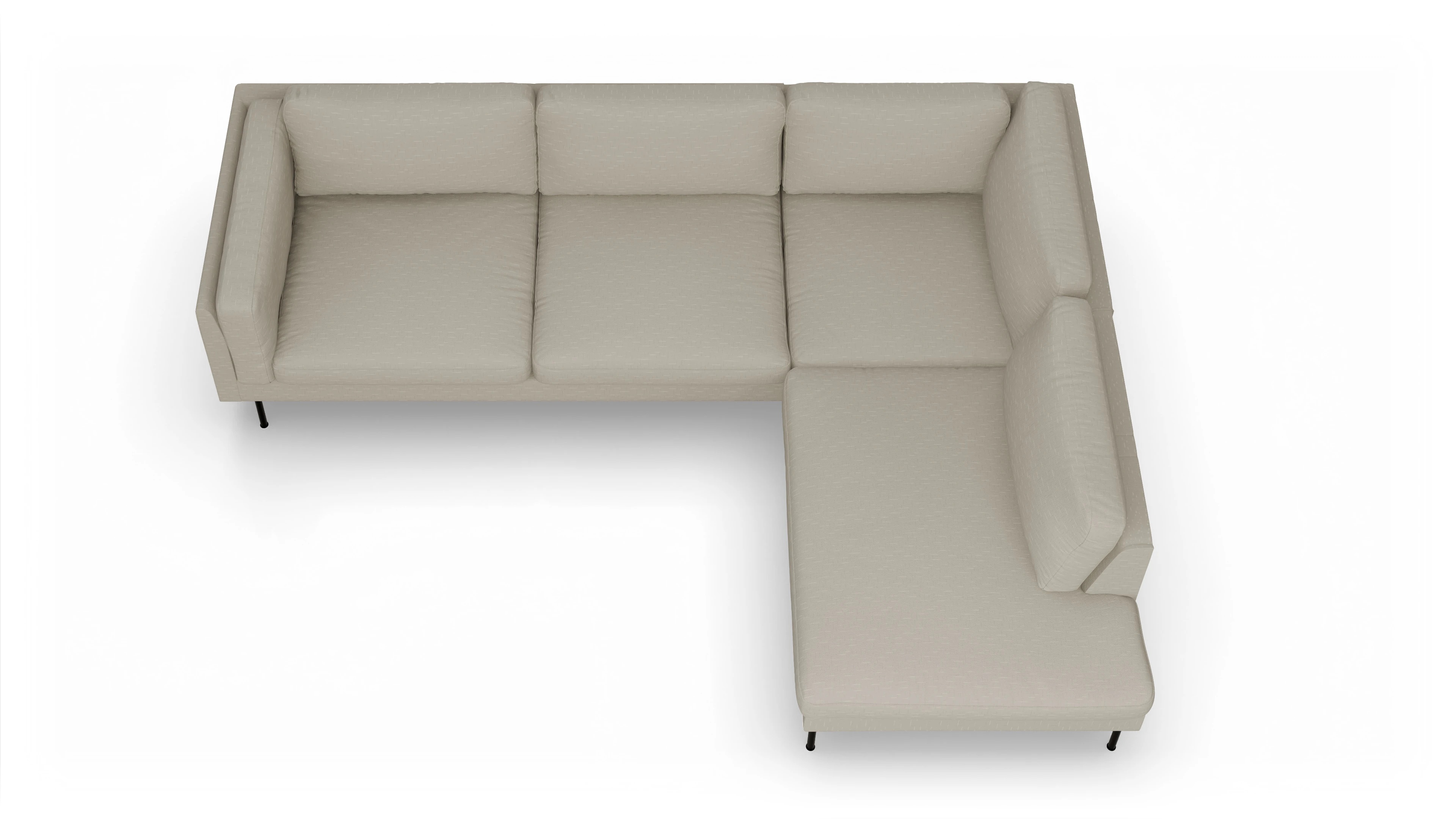 Ansicht des Produktes Henriksen Sofa mit Ottomane rechts in Stoff weiß