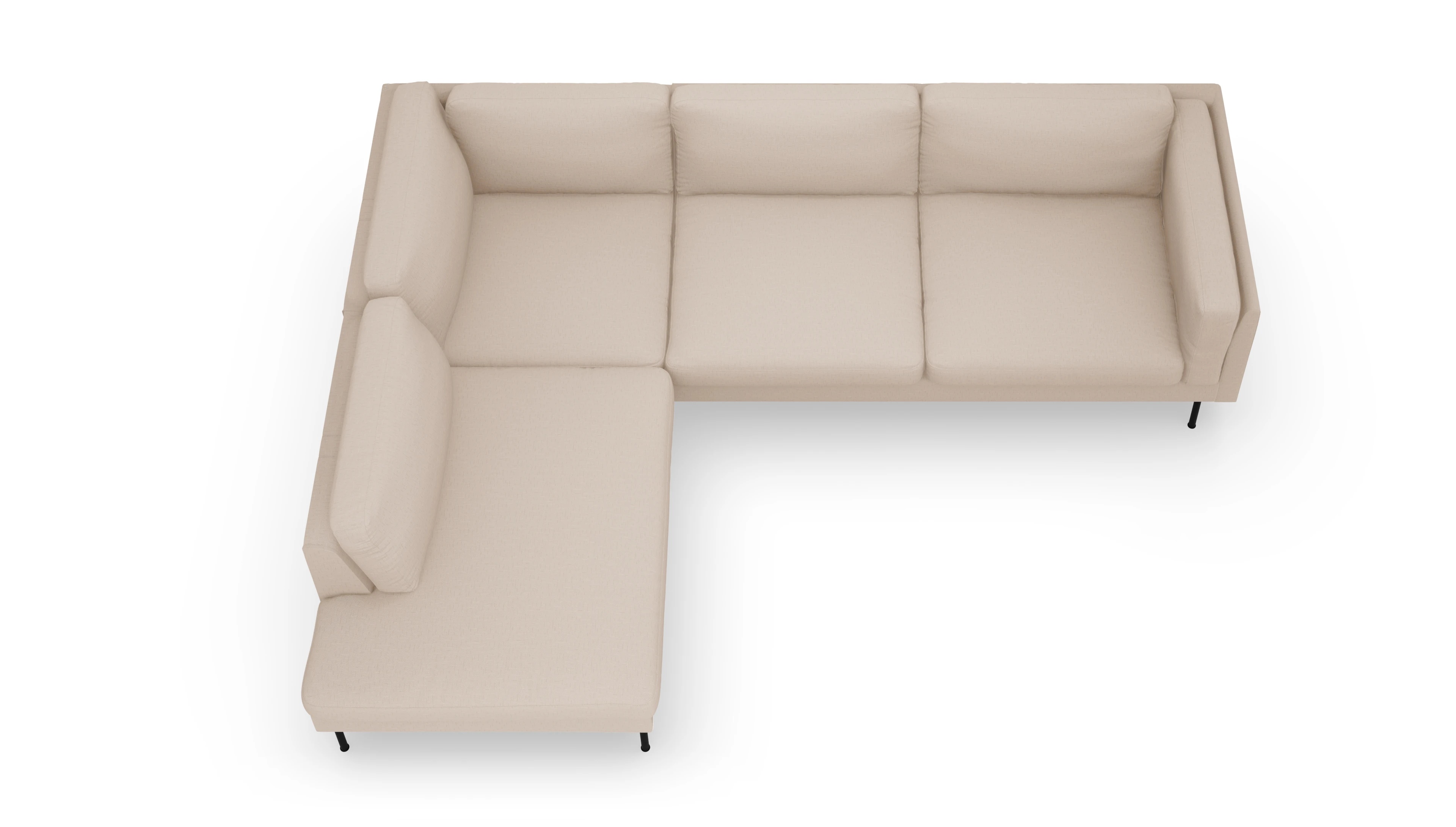 Ansicht des Produktes Henriksen Sofa mit Ottomane links in Stoff beige