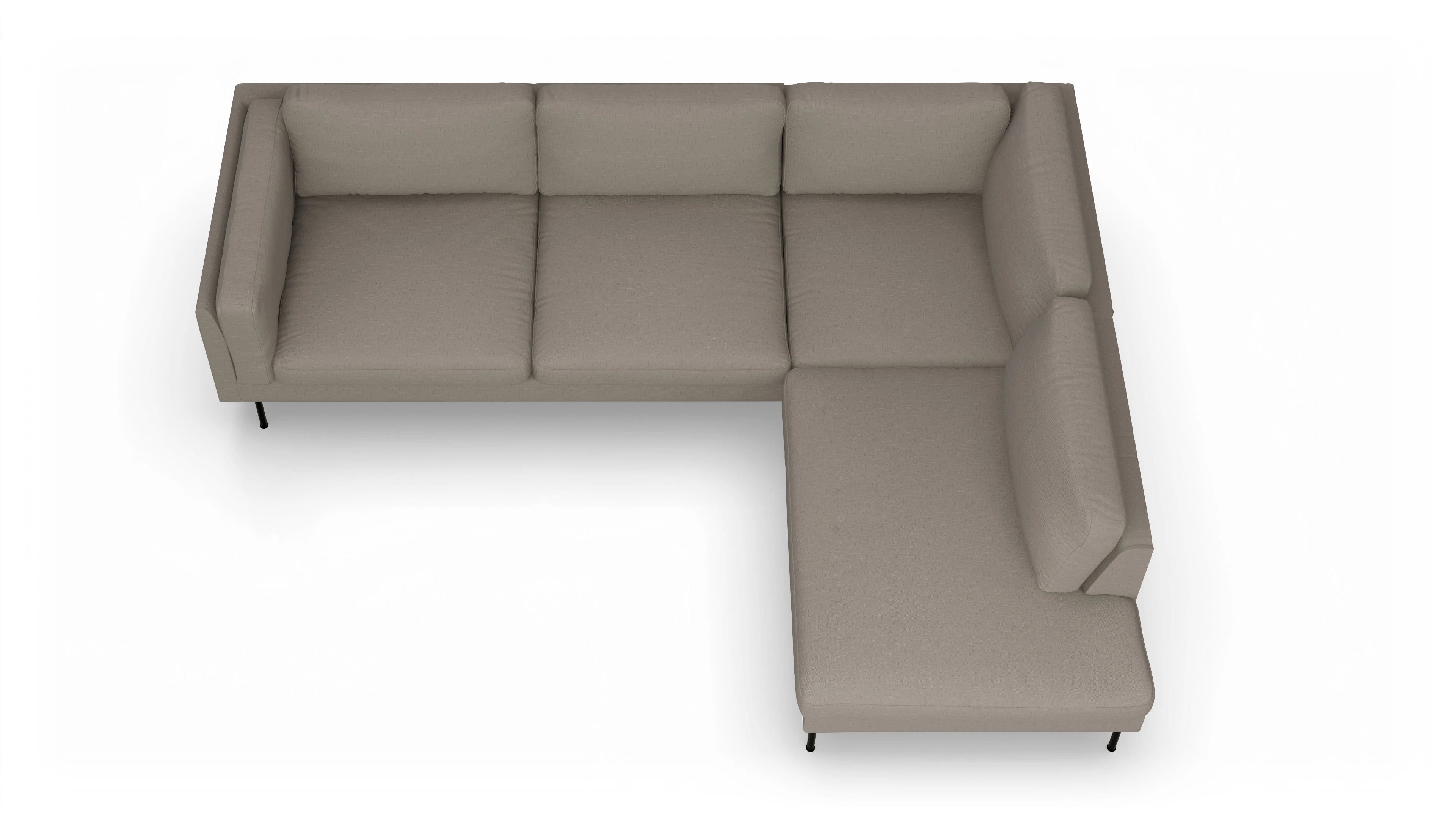 Ansicht des Produktes Henriksen Sofa mit Ottomane rechts in Stoff beige