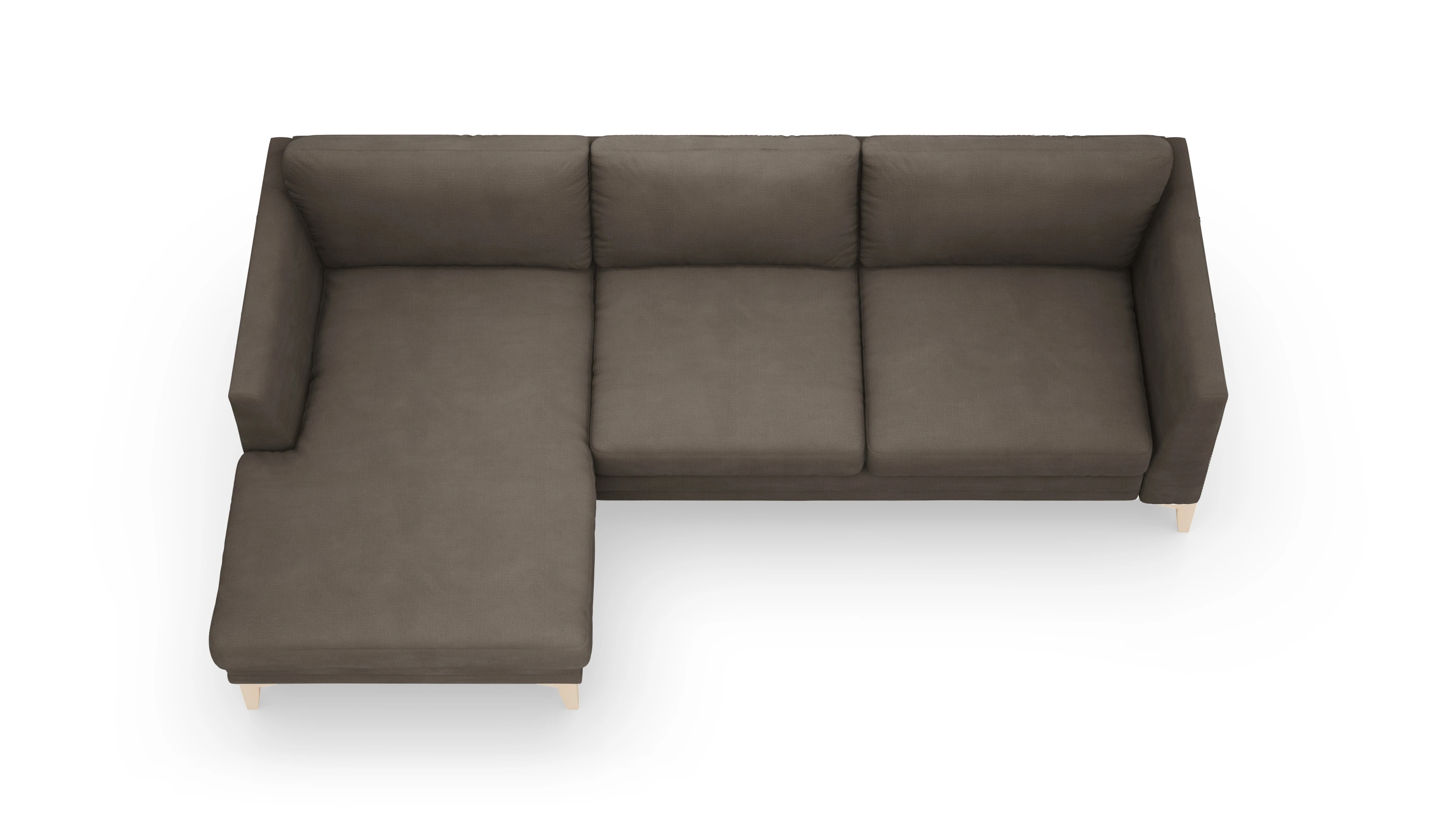 Stoffsofa Fairfield Ansicht des Produktes Fairfield Sofa mit Rec links in Samt braun