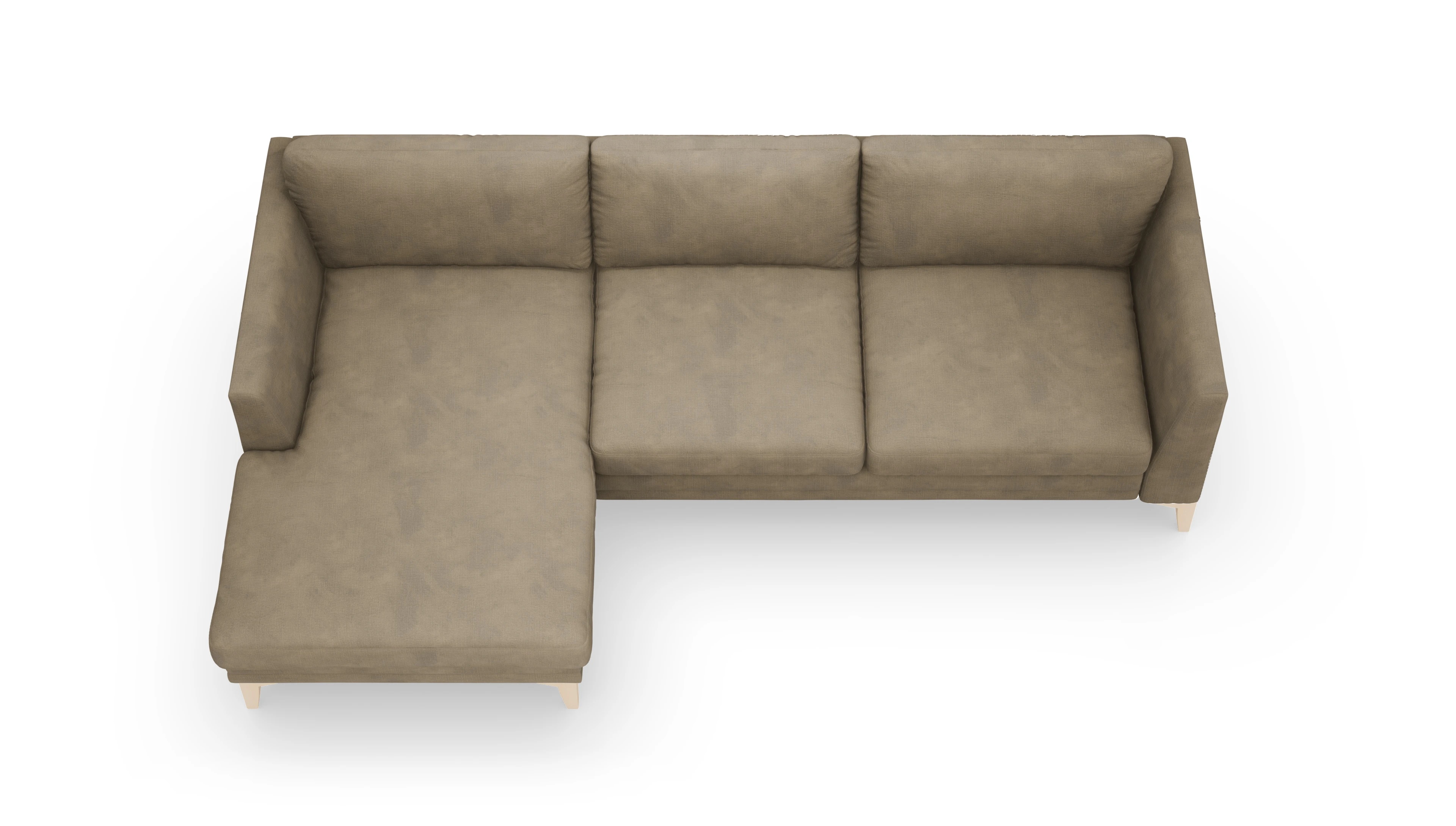 Stoffsofa Fairfield Ansicht des Produktes Fairfield Sofa mit Rec links in Samt braun