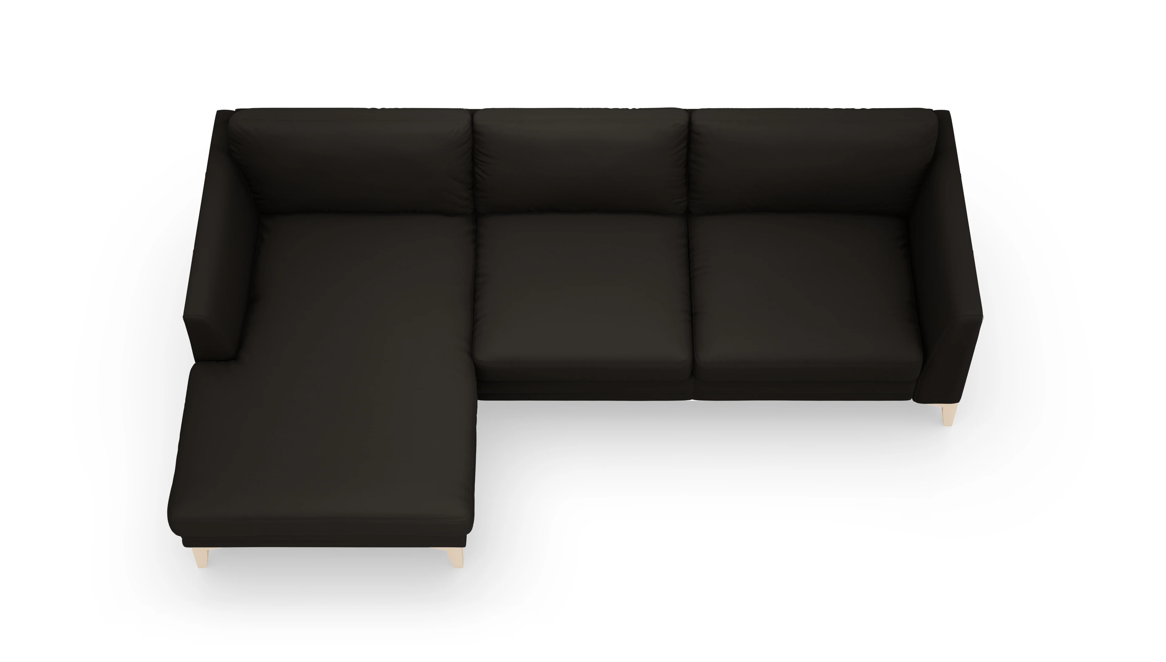 Ledersofa Fairfield Ansicht des Produktes Fairfield Sofa mit Rec links in Leder braun